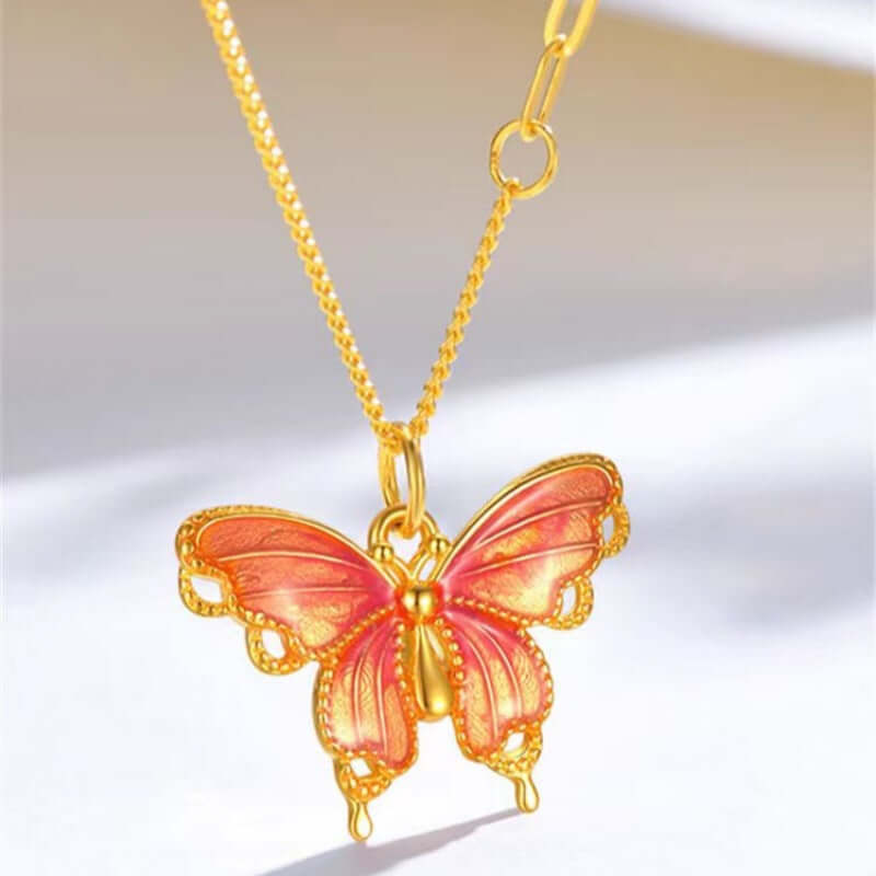 French Style Gradient Butterfly Pendant Necklace - Elegant Layering Jewelry for Women | Perfect for Date Night, Wedding, and Everyday Fashion Accessories
