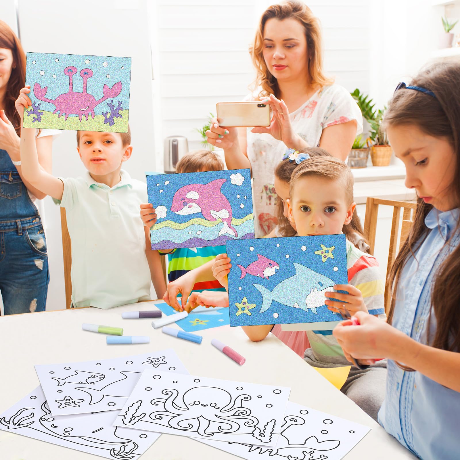 Ocean Animal Sand Art Kits for Kids - 30 DIY Craft Sets for Beach & Party Activities