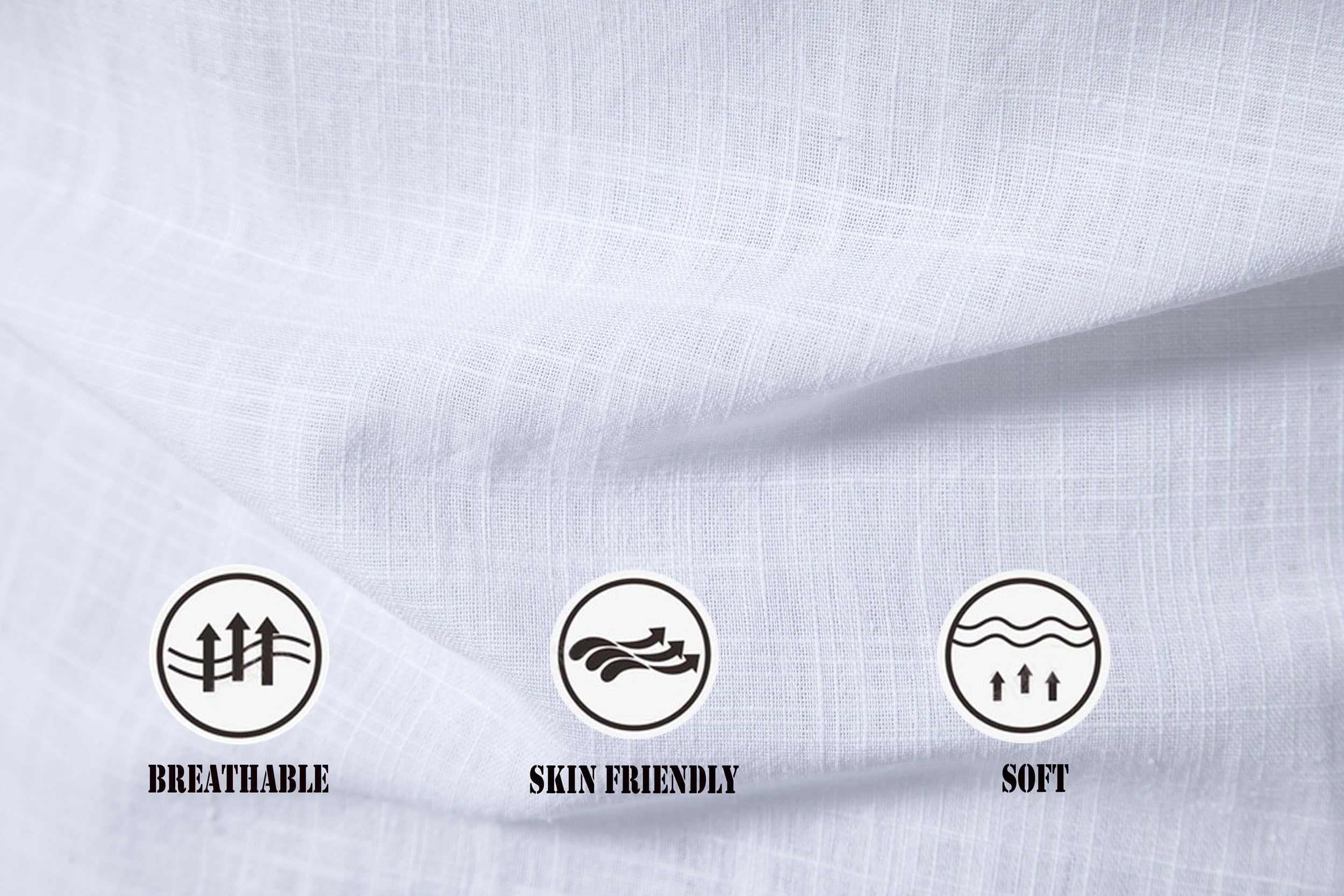 Men's Cotton Linen Shirts - Casual Lightweight Long Sleeve Henley Beach Shirts | Hawaiian Style Summer T-Shirts for Outdoor Activities, Vacations & Relaxation