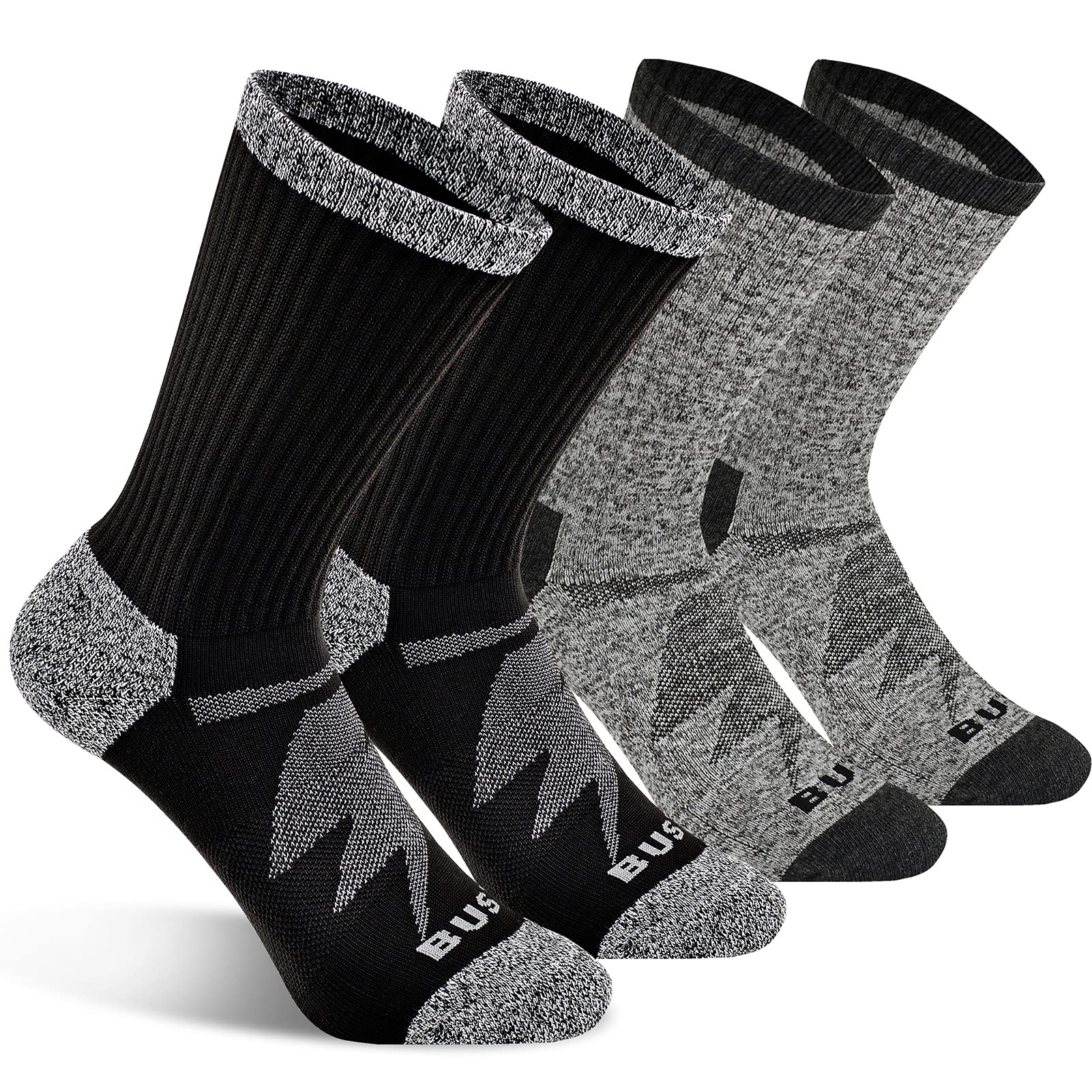 Breathable Moisture-Wicking Cushioned Crew Socks for Men & Women - 4 Pack Recycled Lightweight Athletic Socks for Running, Cycling & Sports | Comfortable Workout & Everyday Wear Socks