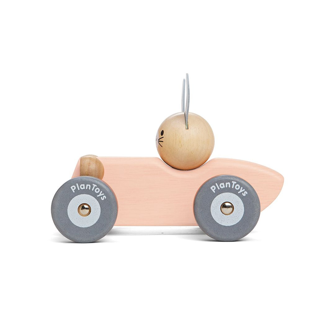 Bunny Racing Car Wooden Toy for Kids - Fun and Safe Wooden Race Car for Toddlers & Children - Perfect for Indoor Play, Birthday Gifts, and Early Learning Activities