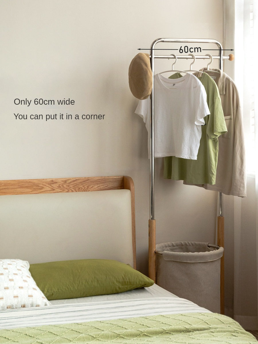 Solid Oak Wood Mobile Clothes & Hat Rack - Portable Wardrobe Organizer for Bedroom, Entryway, or Closet Storage