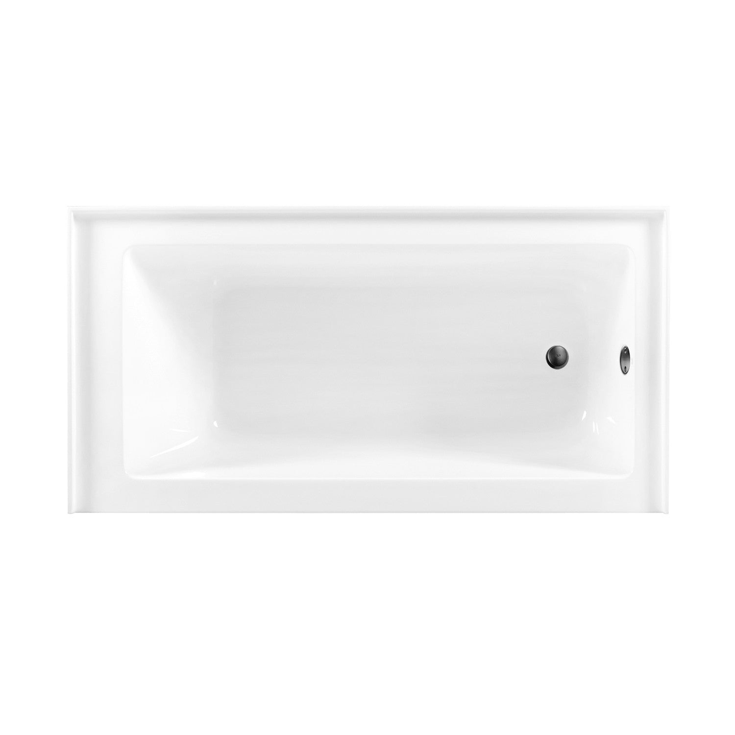 Aqua Eden 66 Inch Acrylic Rectangular 3 Wall Alcove Bathtub Combo with Waste & Overflow Drain - Right Hand Drain, Glossy White/Matte Black - Perfect for Modern Bathroom Renovations & Spa-Like Retreats