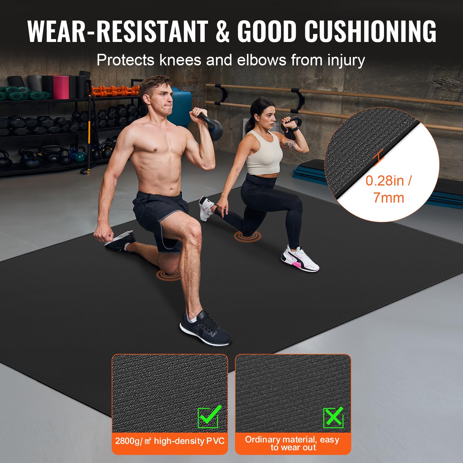 VEVOR Extra Large Non-Slip High Density Yoga Mat for Home Workouts - Premium Exercise Mat for Men & Women with Carry Bag & Strap - Ideal for Yoga, Pilates, Gym & Floor Exercises