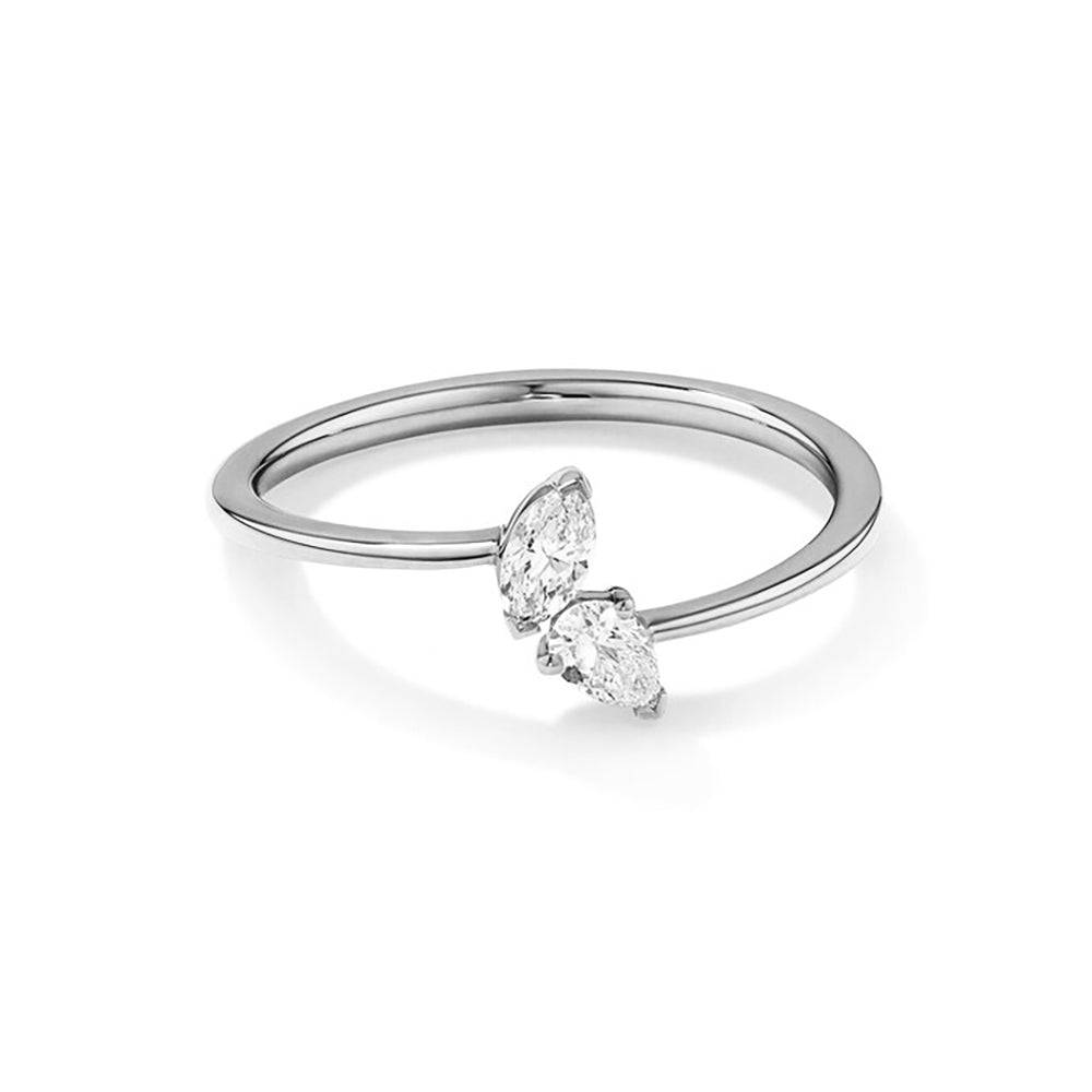 Lab Grown Diamond Toi et Moi Promise Ring - Marquise & Pear Cut - Perfect for Engagement, Anniversary & Romantic Gifts