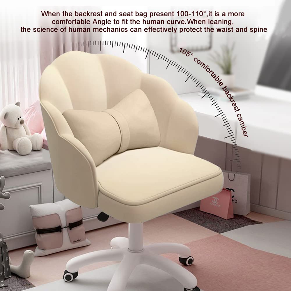 Modern Velvet Swivel Office Chair - Mid-Back Upholstered Computer Desk Chair with Tufted Design & Height Adjustment - Perfect for Home Office, Gaming, and Vanity Makeup Station