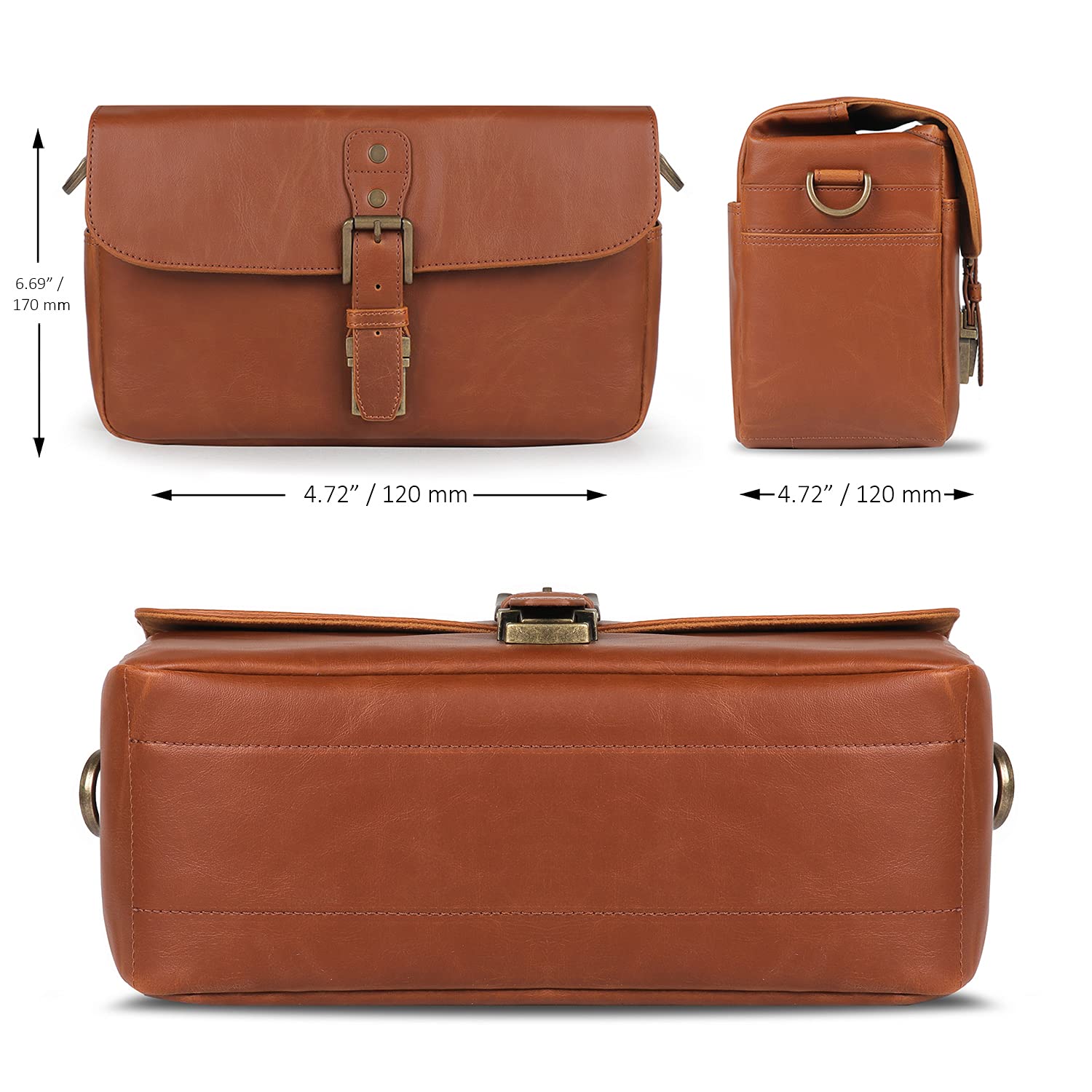 **MegaGear Genuine Leather Camera Messenger Bag - Durable & Stylish Crossbody Bag for DSLR, Mirrorless Cameras - Perfect for Travel, Photography & Everyday Use**