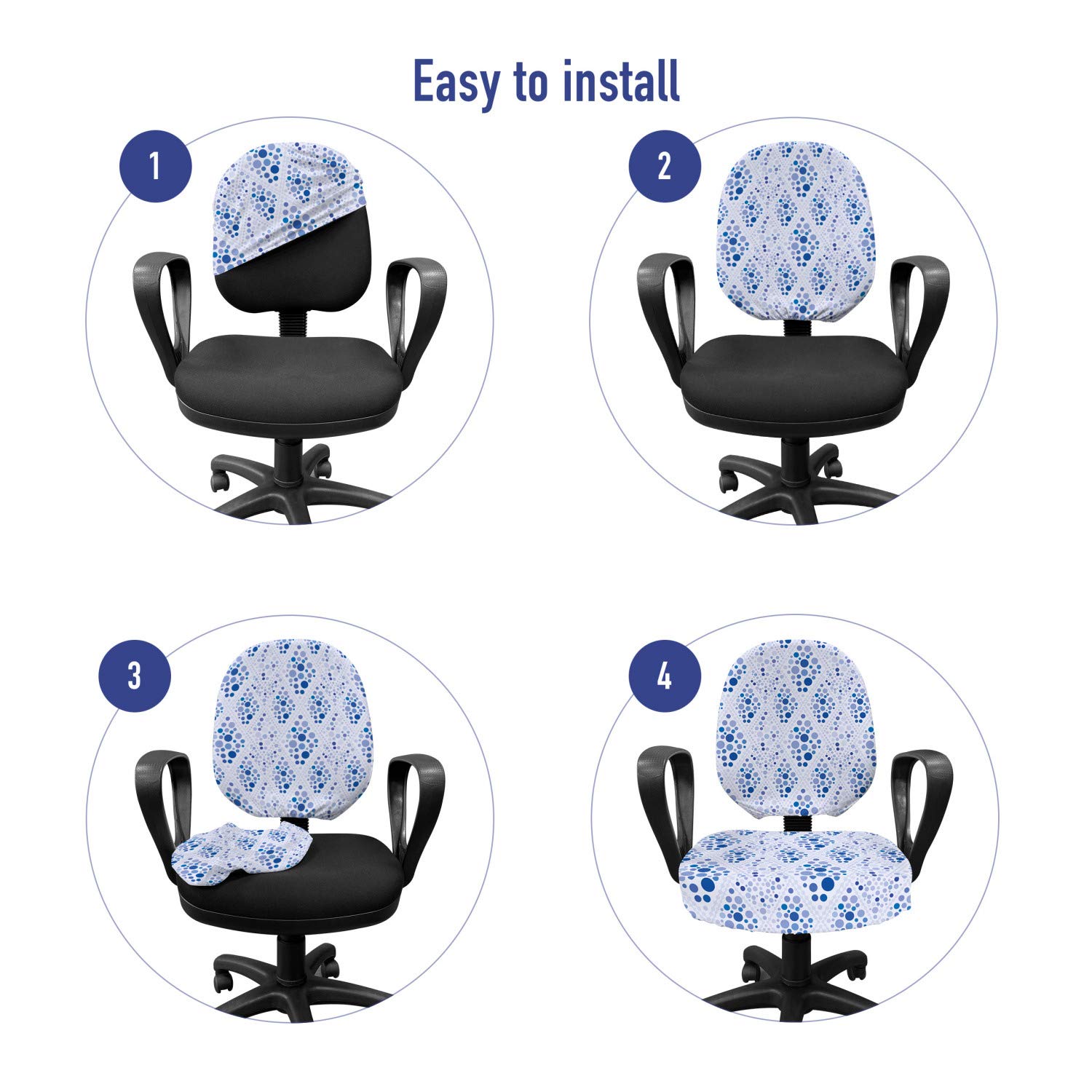 Ambesonne Abstract Office Chair Slipcover - Pastel Rhombus & Bubble Pattern Stretch Fabric Cover in Sky Blue | Modern Home & Office Decor | Protective Chair Cover for Living Room, Study, or Workspace