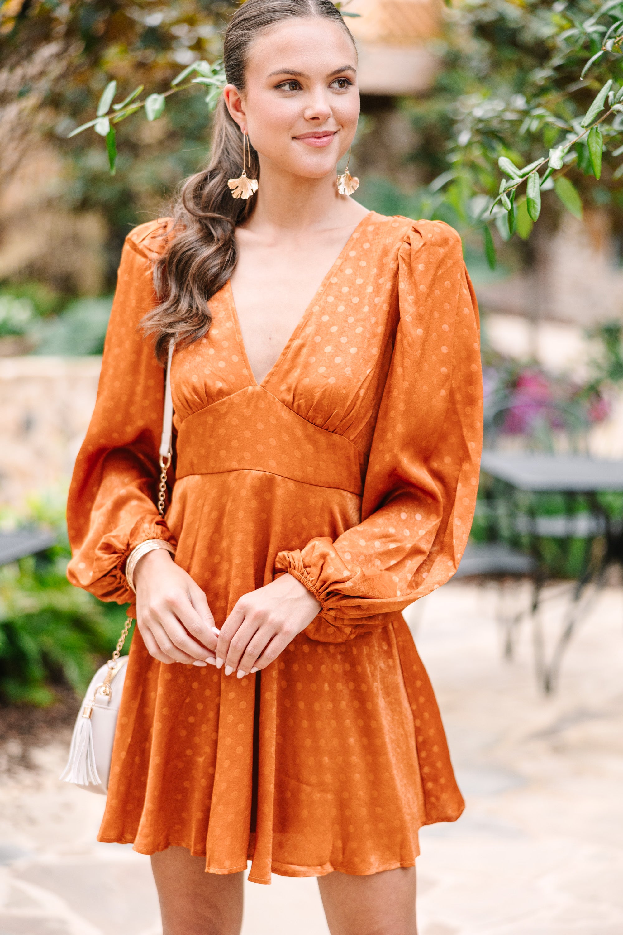 Elegant Bronze Brown Satin Dress for Women - Perfect for Evening Parties, Weddings & Special Occasions