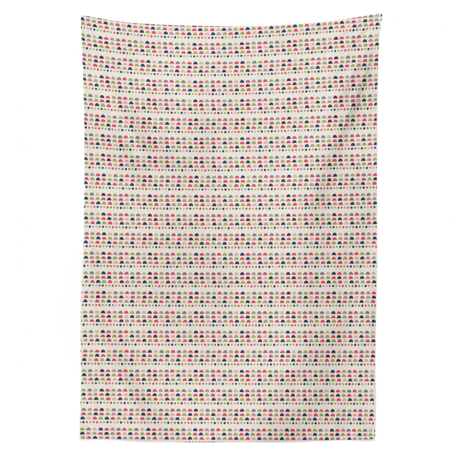 Ambesonne Abstract Tablecloth - Geometric Half Circles & Soft Pastel Dots Pattern, 60x84 Inch Rectangular Table Cover for Dining Room & Kitchen Decor | Waterproof & Wrinkle-Resistant | Perfect for Parties, Weddings & Everyday Use