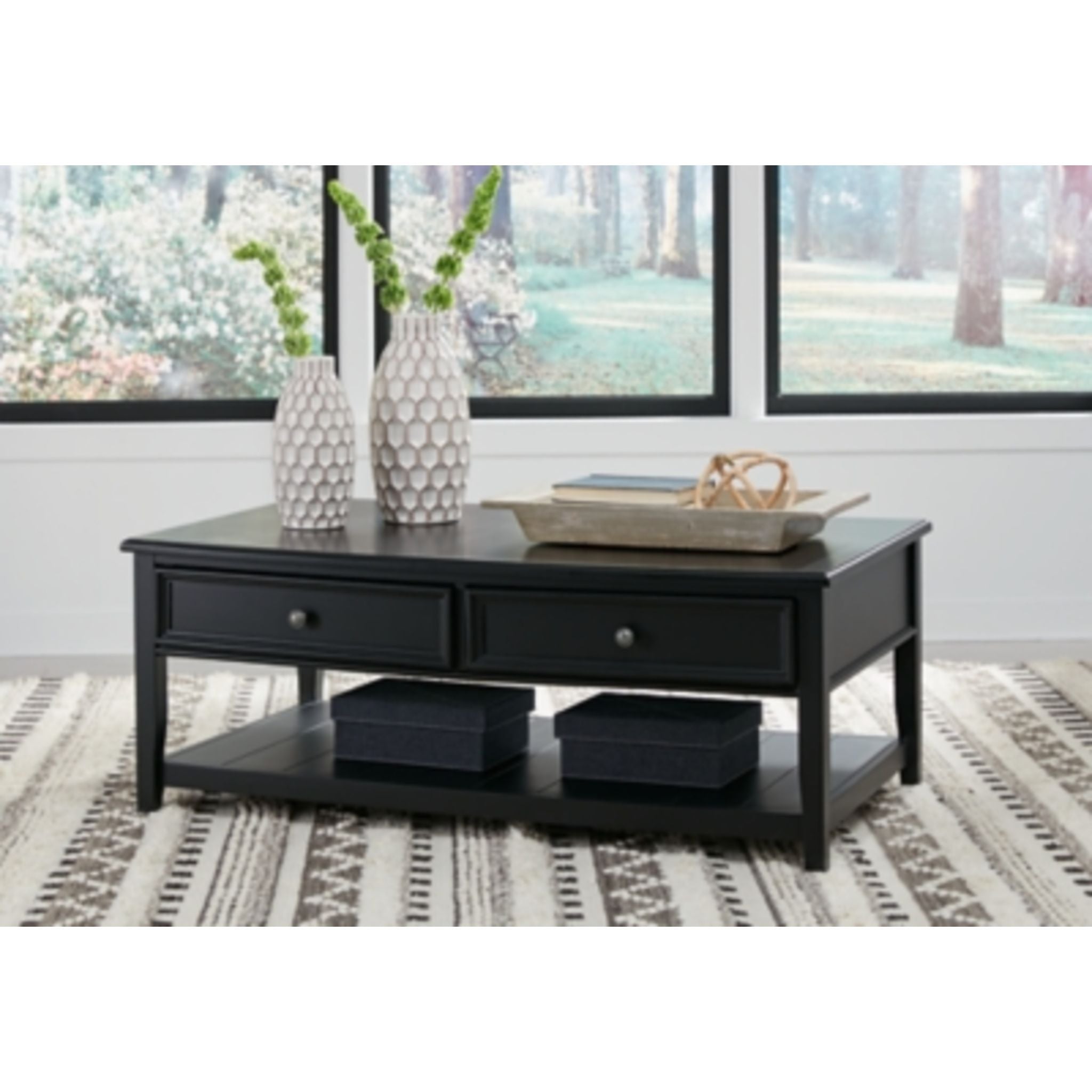 Beckincreek Modern Coffee Table - Black Wooden Living Room Furniture for Home Decor, Sofa Table, Center Table - Perfect for Living Room, Lounge, Office