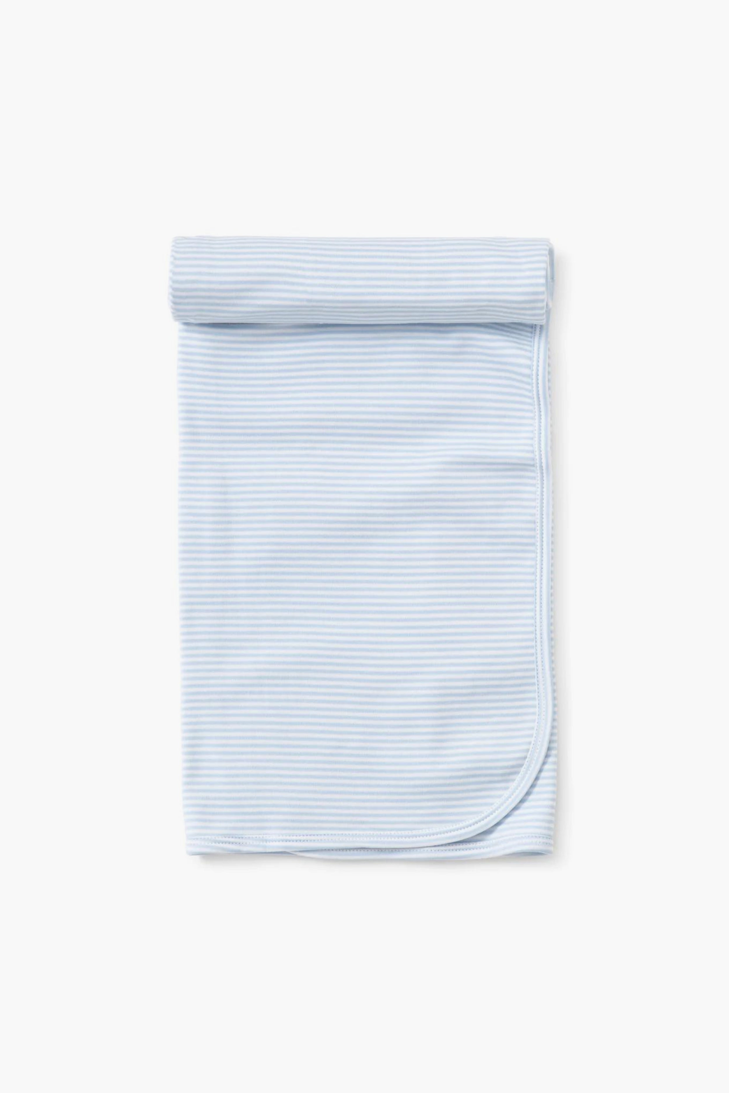 Soft Blue Stripe Classic Rib Knit Blanket - Cozy & Breathable for Bed, Couch, and Travel - Perfect for Home, Office, and Gifts