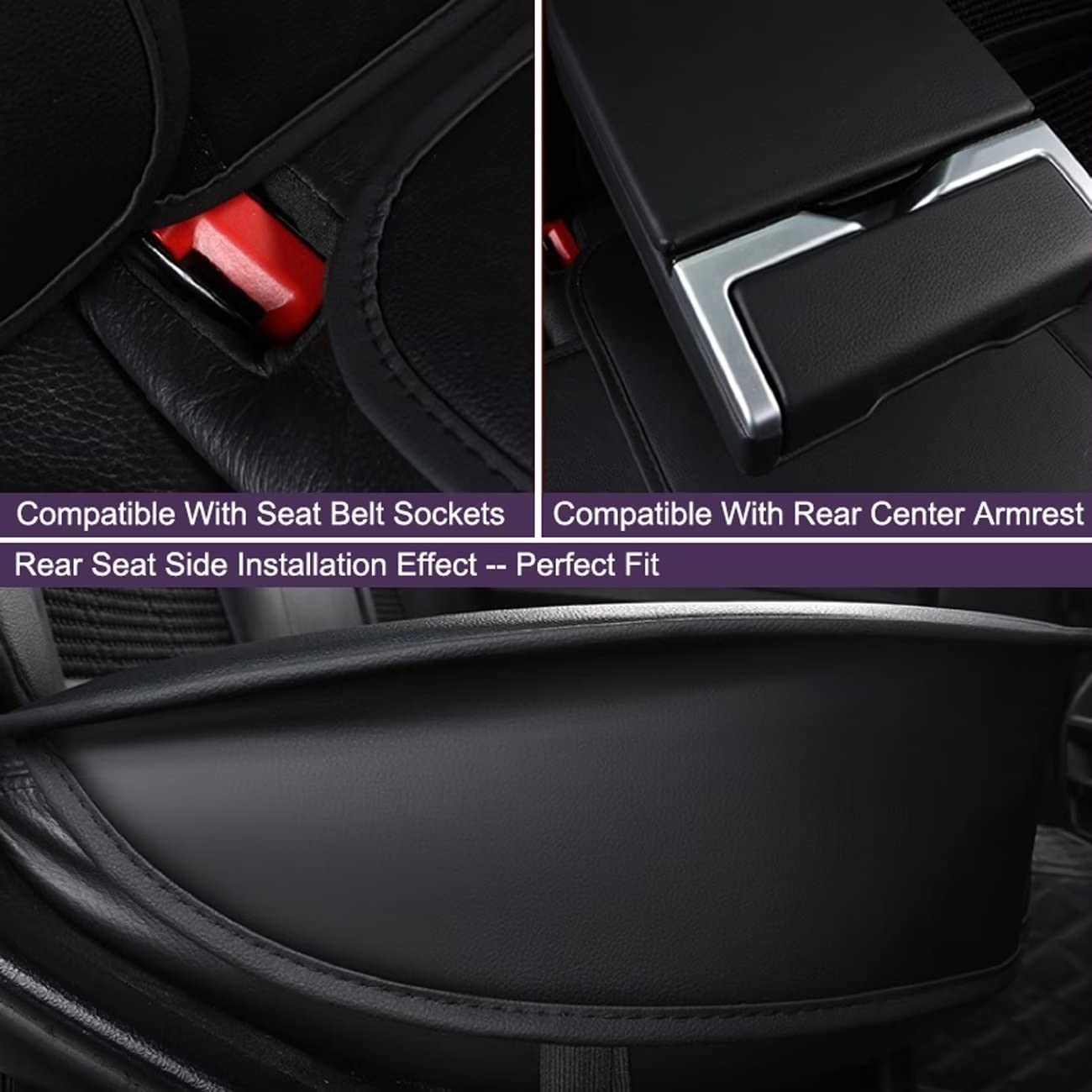 Premium Purple Leather Car Seat Covers Full Set with Pillows - Universal Front & Rear Seat Protectors for Men & Women - Luxury Car Interior Accessories for Sedans, SUVs & Trucks - Perfect for Commuting, Road Trips & Family Protection