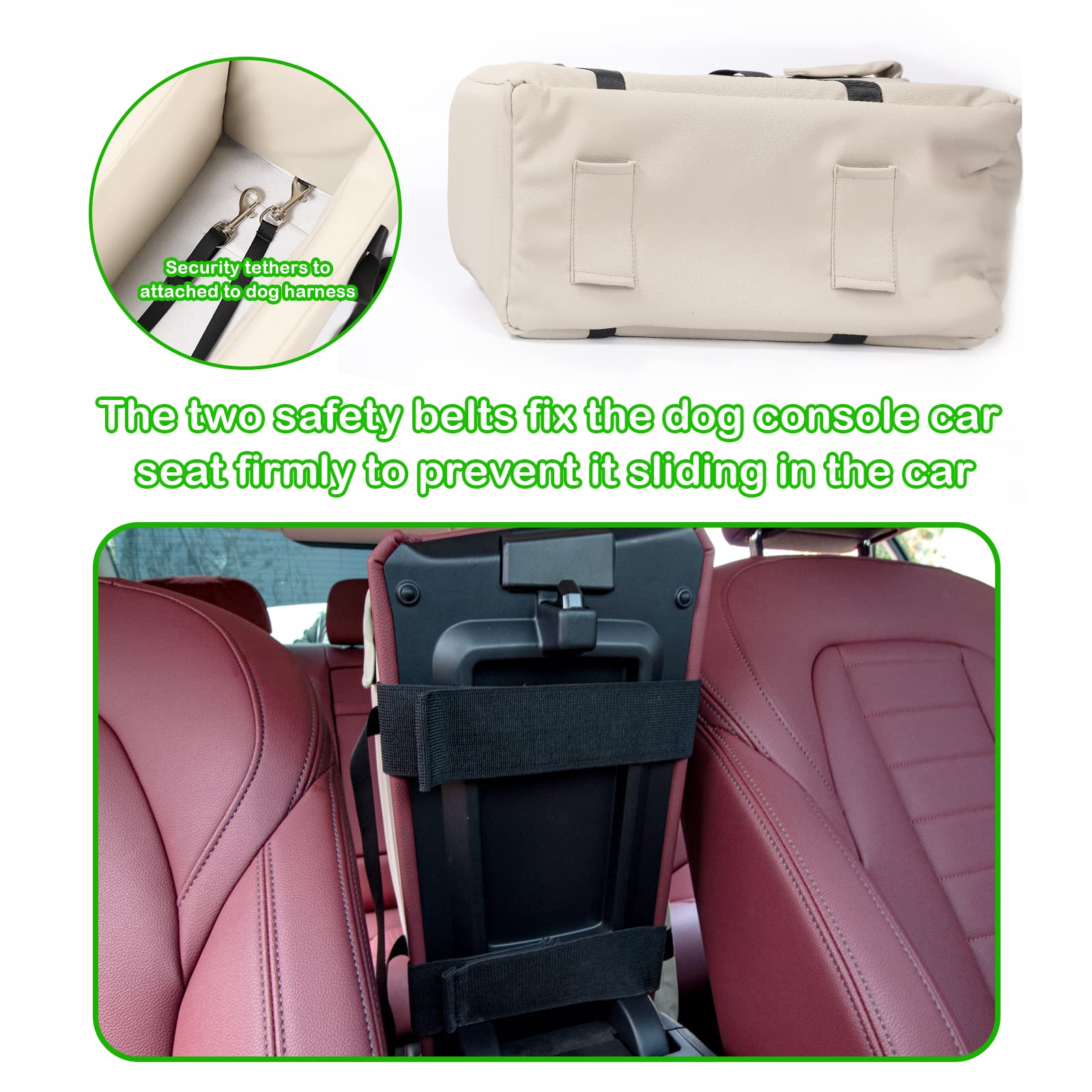 Pet Car Seat for Small Dogs & Cats - Adjustable Booster Seat with Center Console - Supports Up to 22lbs - Perfect for Road Trips & Safe Car Travel