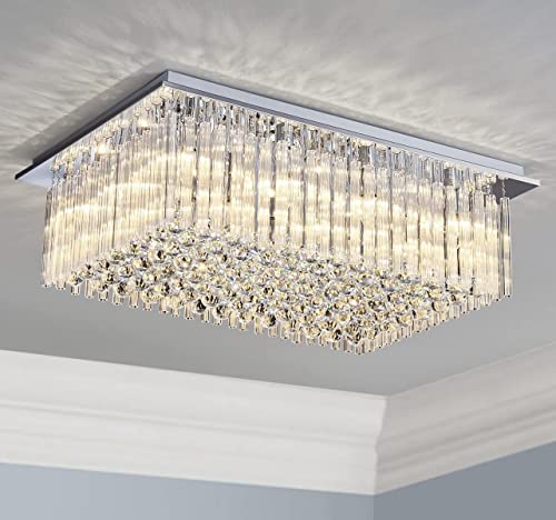 Clear Crystal & Chrome Flush Mount 12-Light
