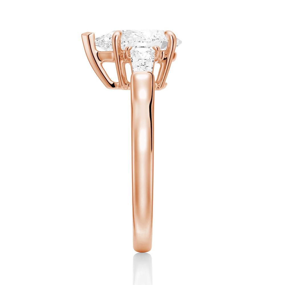 Exquisite Pear Shaped Moissanite Engagement Ring with Tapered Baguette Side Stones - Perfect for Proposals, Weddings & Anniversary Gifts