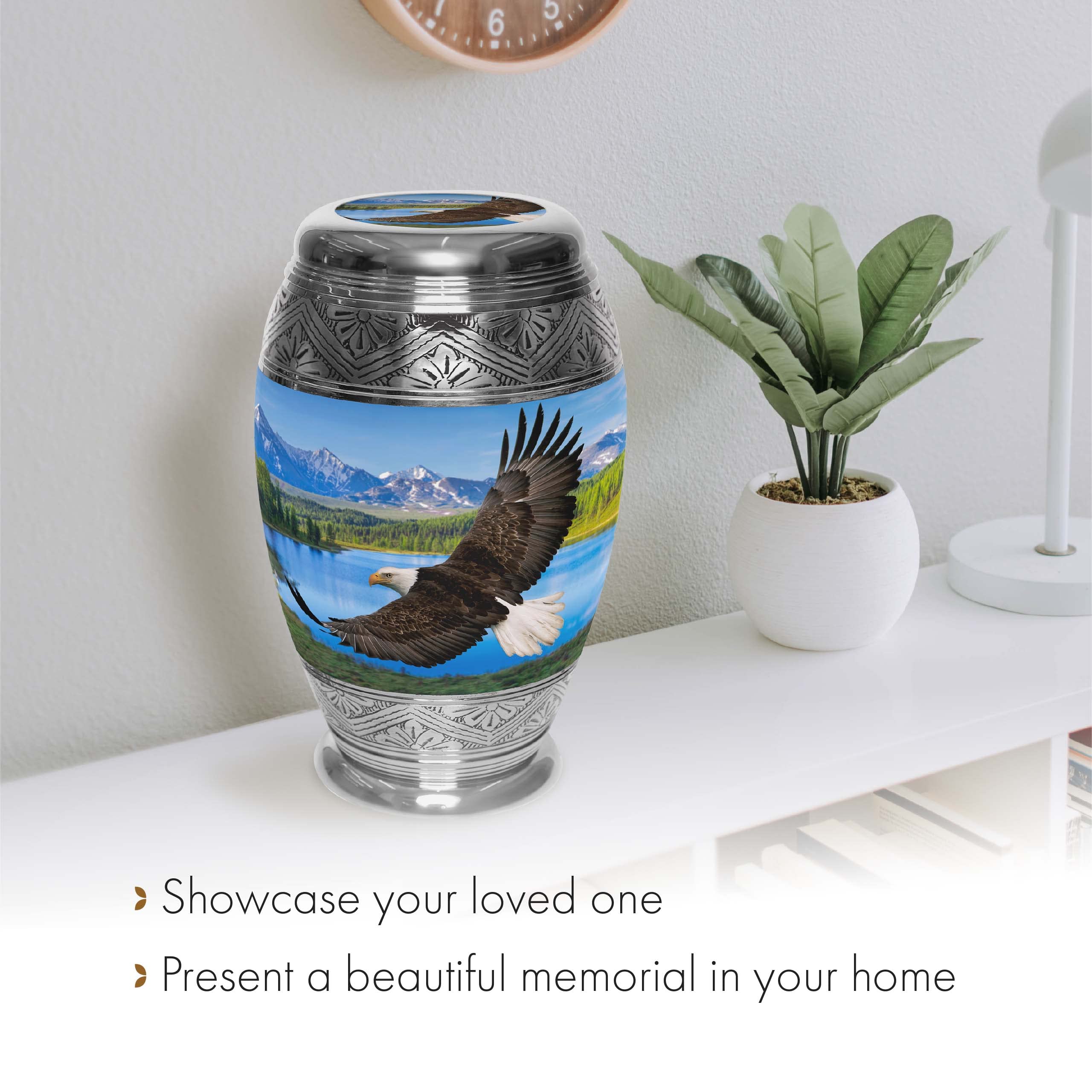 Extra Large Majestic Eagle Cremation Urn for Adult Male Ashes - Personalized Handcrafted Decorative Urn for Human Ashes - Perfect for Memorials, Home Display & Funeral Services