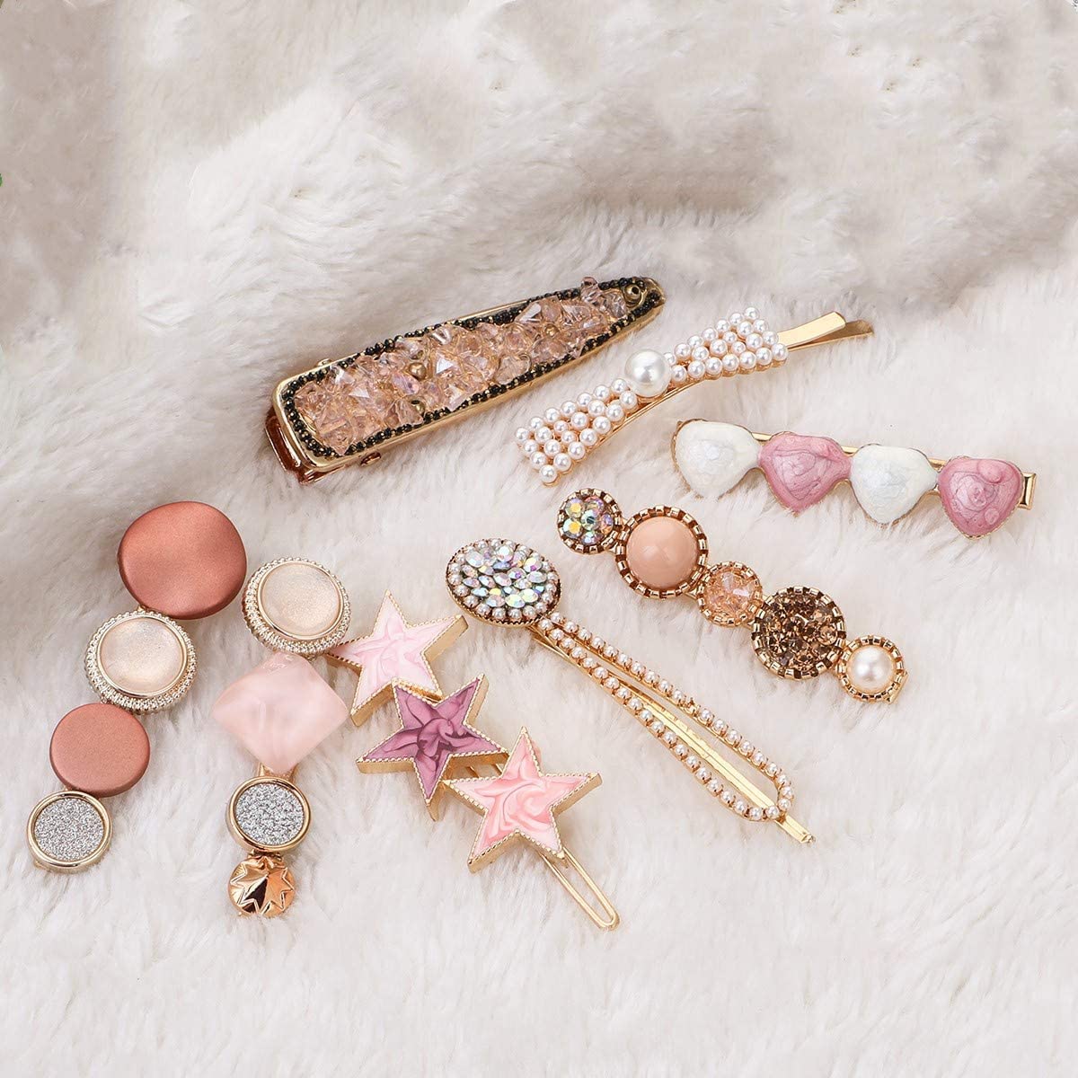 Livecool 8-Piece Pearl Hair Clips Set - Acrylic Hair Barrettes for Women & Girls - Elegant Hair Accessories for Parties, Weddings & Birthday Gifts