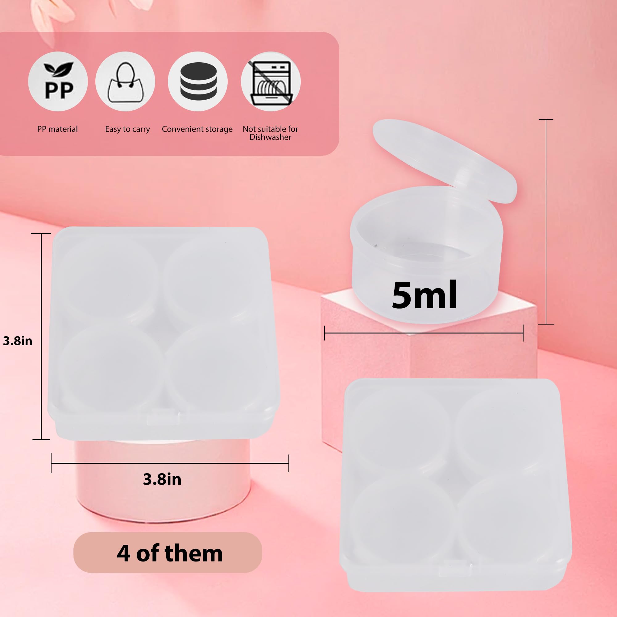 15-Piece Plastic Cosmetic Jars - 7g/7ml Clear Travel Containers with Snap Lids - Portable Mini Storage for Makeup Samples, Creams & Beauty Products - Airtight Leak-Proof Design - Perfect for Travel, Home & Salon Organization