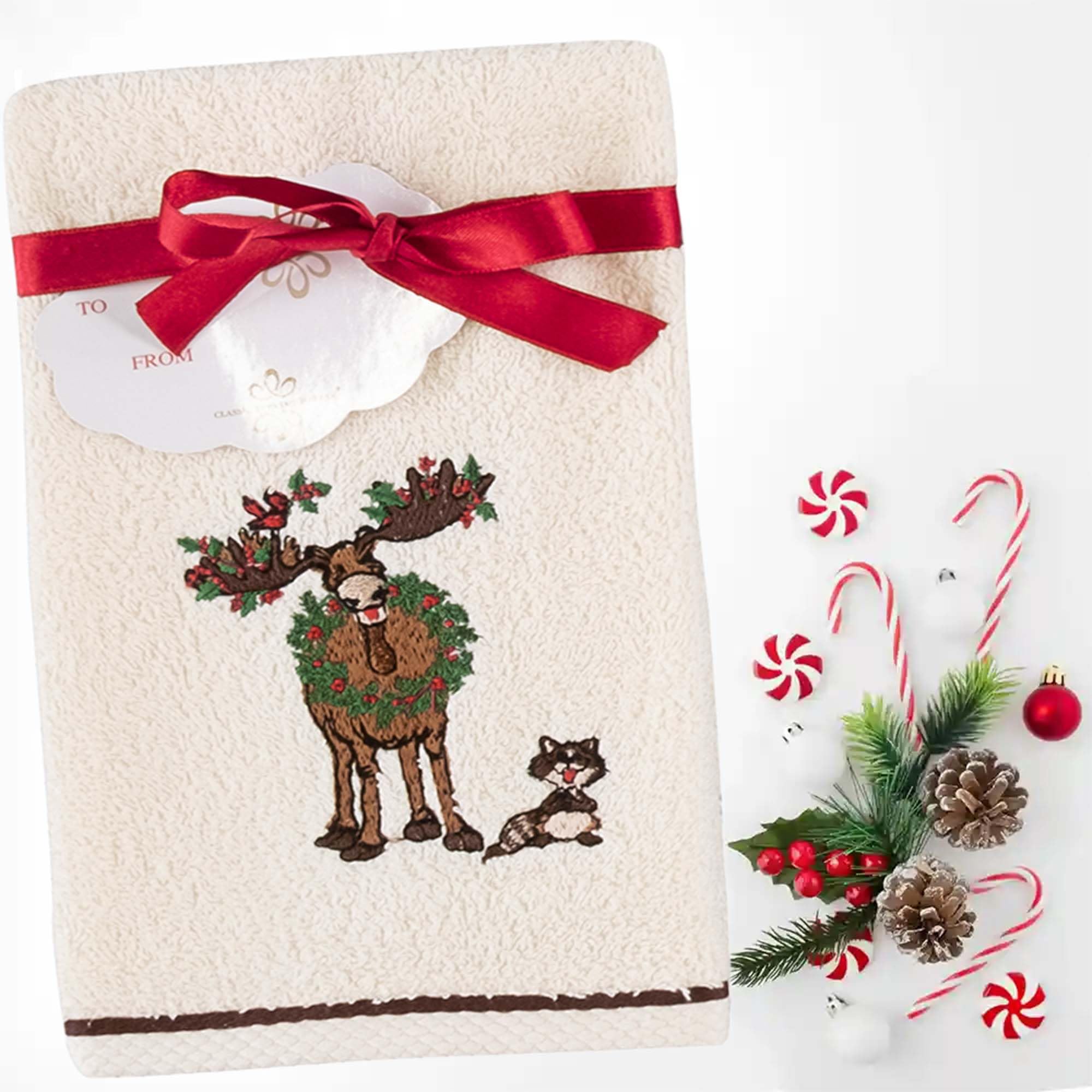 6-Piece Embroidered Christmas Turkish Cotton Kitchen Towels Set - Holiday Themed Cute Fingertip Towels for Festive Decor & Gifts | Perfect for Christmas Parties, Home Decor, and Seasonal Kitchen Use