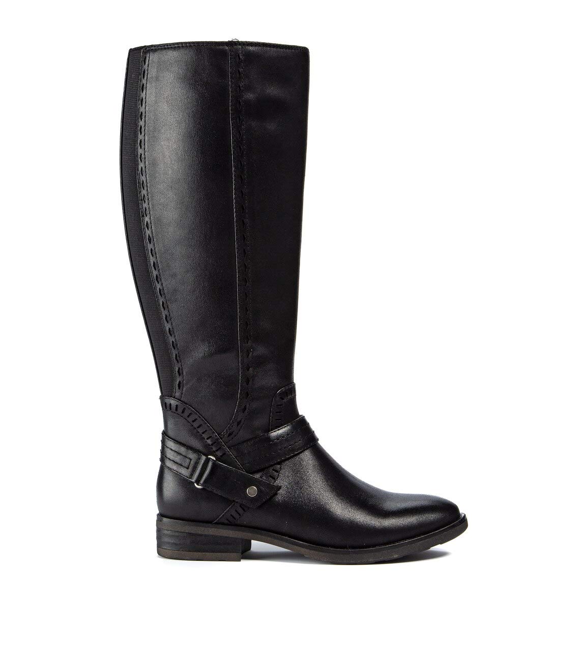 BareTraps Women's Abram Laser Cut Mixed Media Riding Boots - Black, Size 8 Medium (B,M) | Stylish & Comfortable Equestrian Boots for Casual Wear, Horseback Riding & Fall Fashion