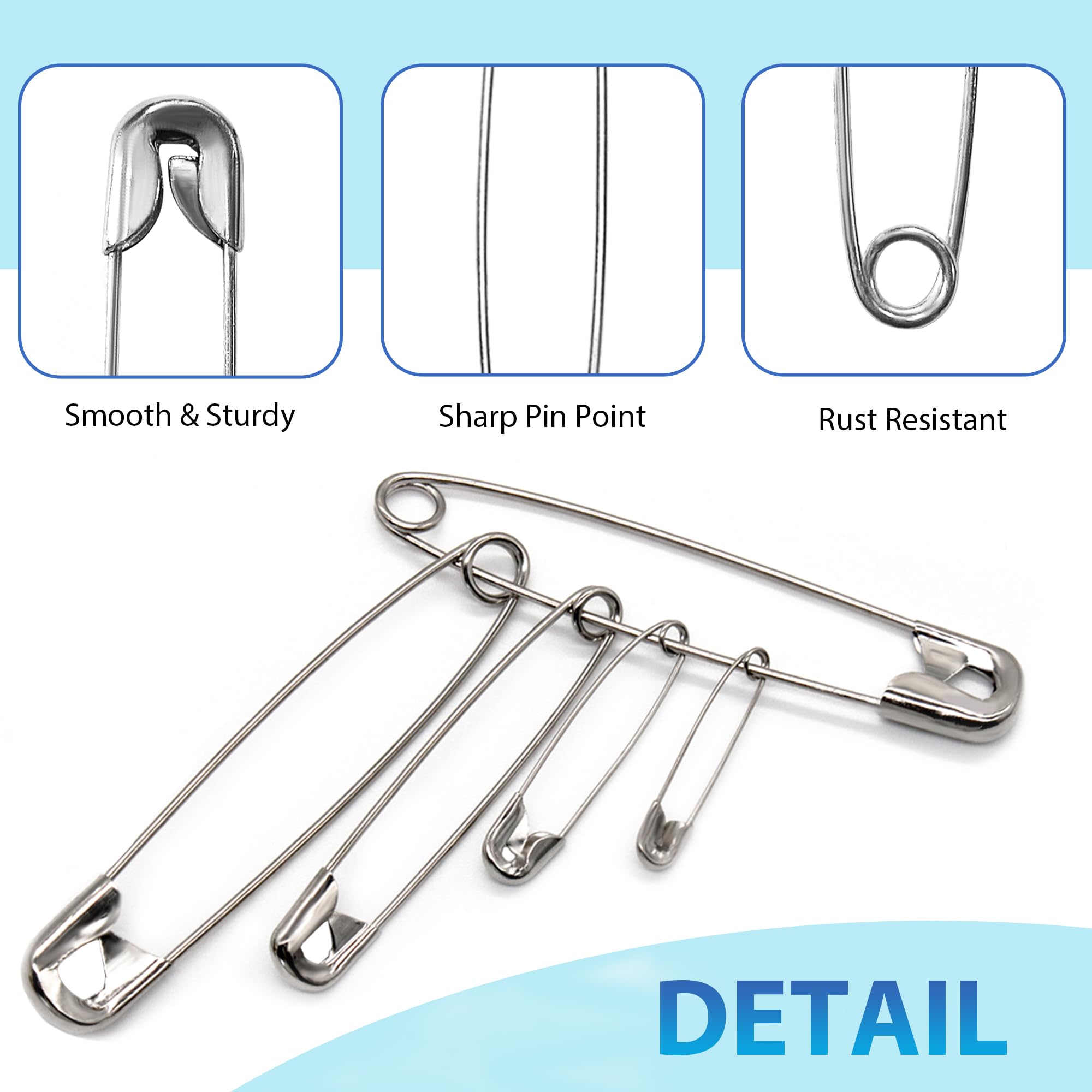 3 Inch Large Safety Pins Bulk - 100pcs Heavy Duty for Sewing & Crafts