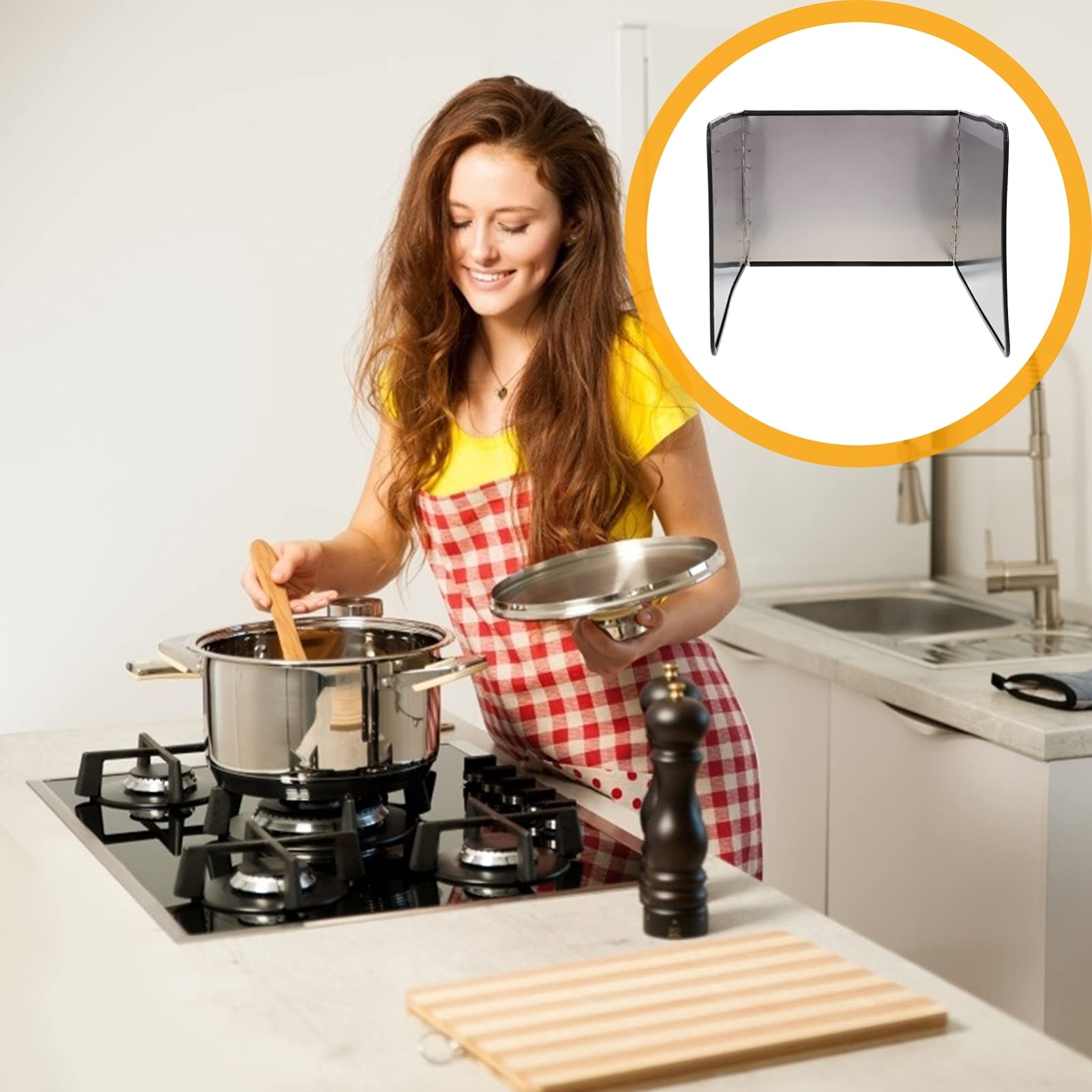 Foldable Oil Splatter Guard for Cooking - 1PC Kitchen Splash Protector, Oil Baffle Plate & Anti-Splash Board - Perfect for Frying, Sautéing & Deep Frying to Keep Stove Clean