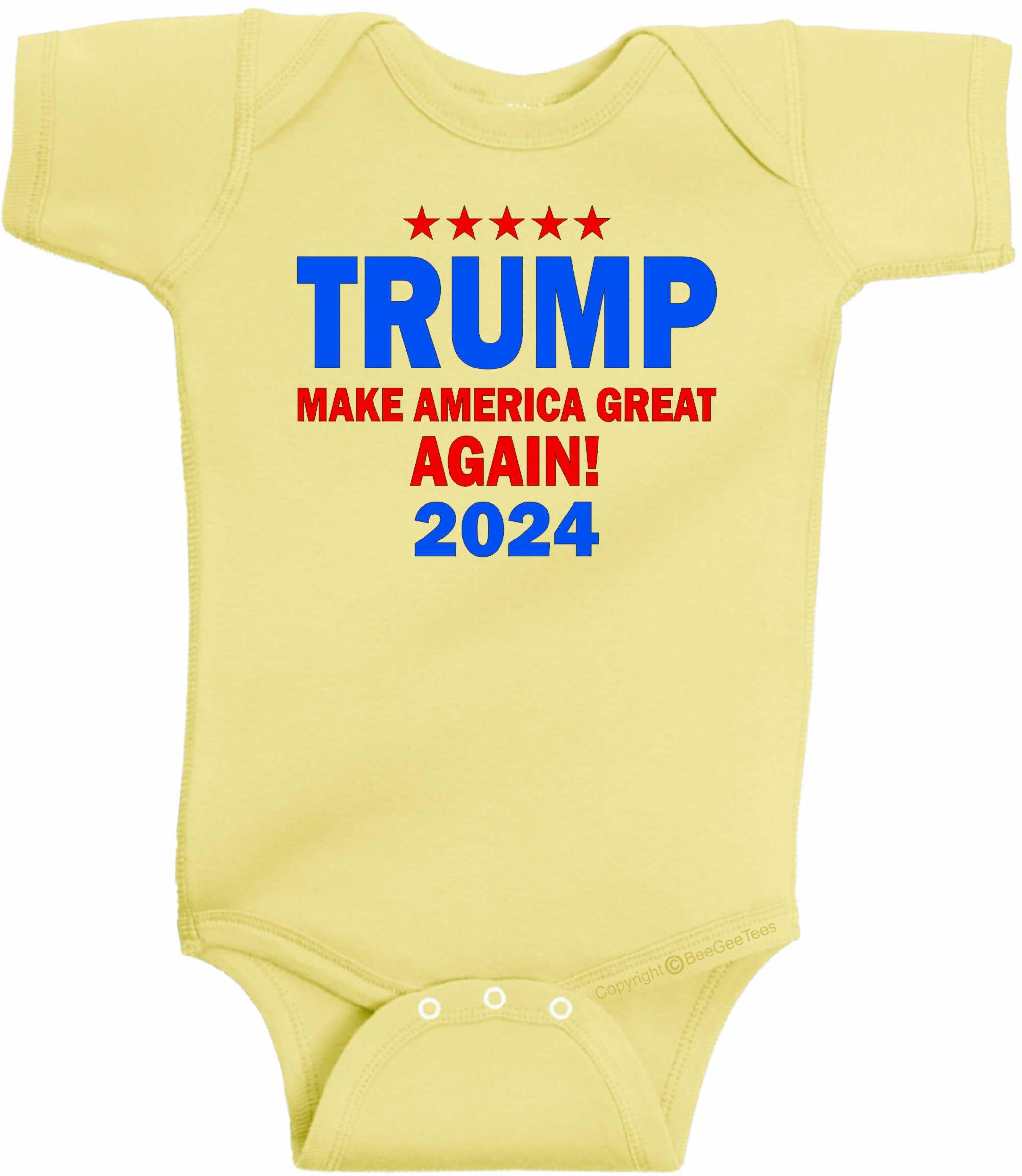 Donald Trump 2020 Keep America Great Baby Romper Bodysuit - Patriotic Newborn Outfit for 4th of July & Election Day