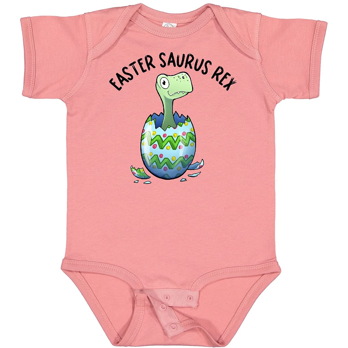 Inktastic Easter Saurus Rex Dinosaur Hatching Easter Egg Baby Bodysuit - Cute Dinosaur Bodysuit for Easter Outfits & Baby Photoshoots