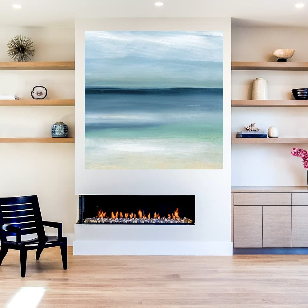 Calm Seas Canvas Wall Art - 37x37 Inch Ready to Hang Ocean Painting by Carol Robinson for Living Room, Bedroom, Office Decor - Coastal Home Decor & Beach House Wall Art