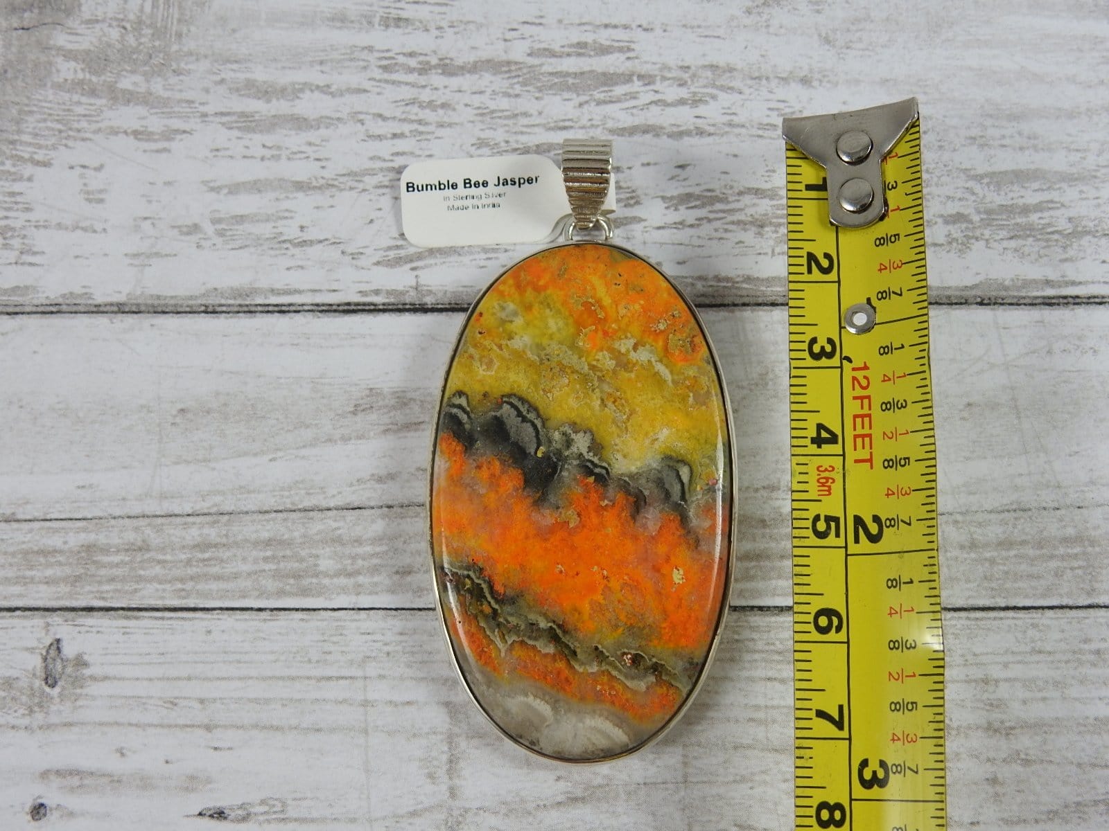 Bumblebee Jasper Sterling Silver Pendant Necklace - Natural Stone Jewelry for Women - Perfect for Gifts, Meditation & Spiritual Healing