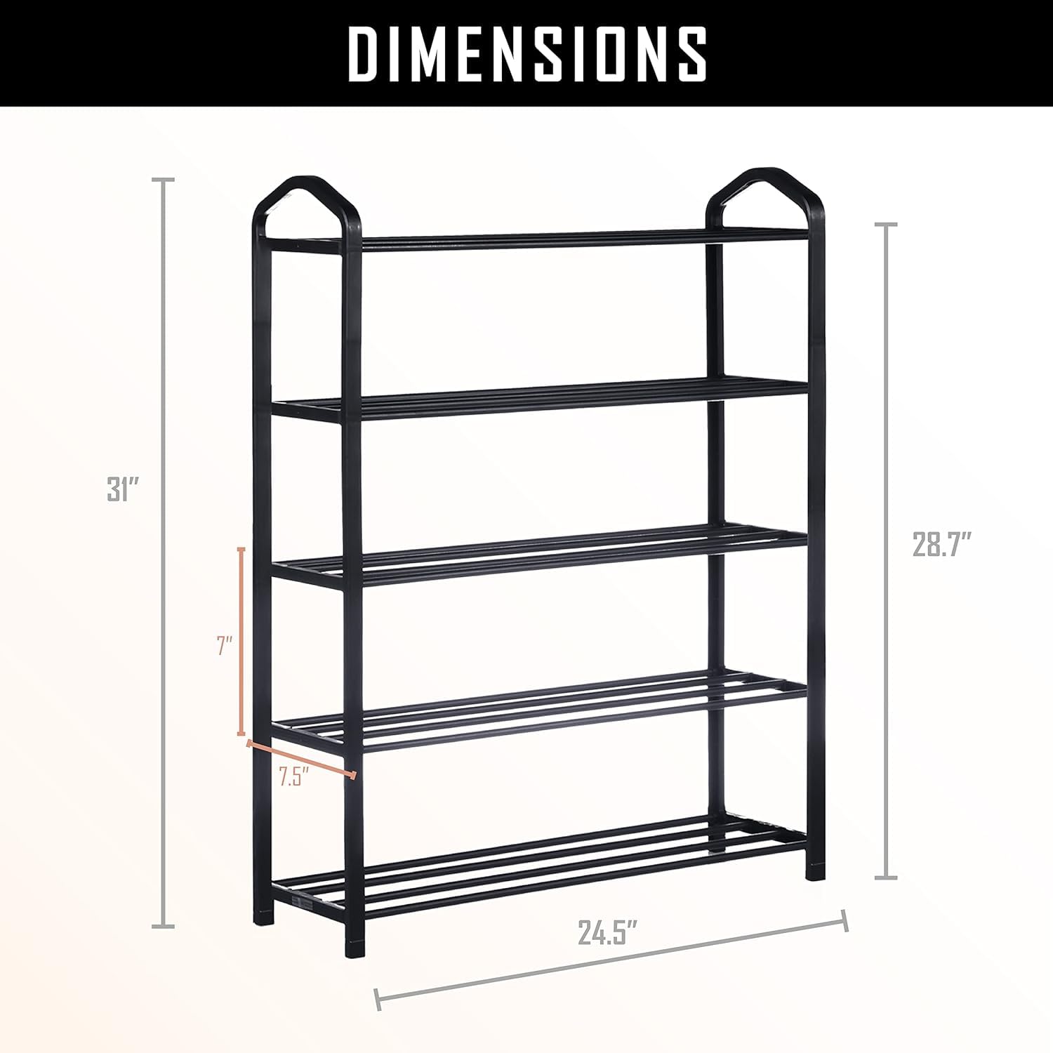 YSSOA 5-Tier Stackable Shoe Rack Organizer - Sturdy 15-Pair Shoe Storage Shelf Tower for Bedroom, Entryway, Hallway & Closet - Space Saving Shoe Organizer for Sneakers, Boots & Sandals