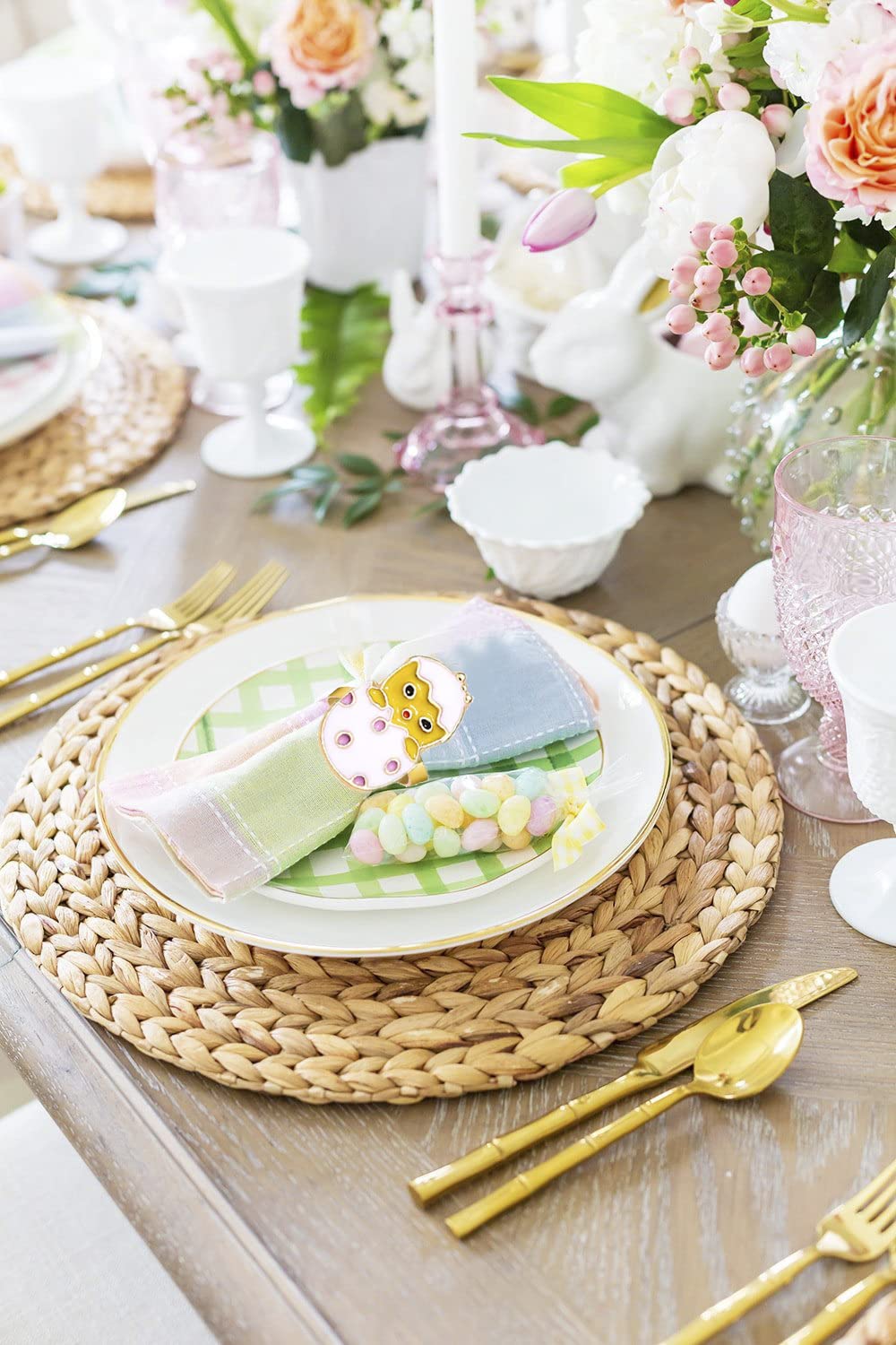 12-Piece Easter Bunny Egg Napkin Rings Set - Enamel Floral Spring Table Decor for Easter, Holiday & Party Dining - Perfect for Easter Brunch, Spring Gatherings & Festive Home Decor