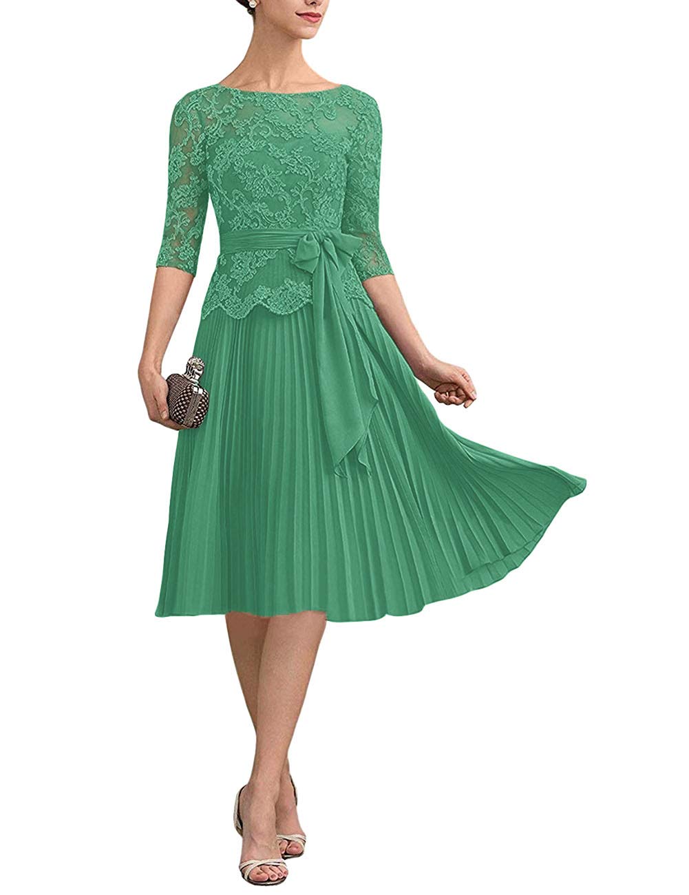 Elegant Mother of The Bride Dresses - Short Sleeved Lace Prom Dress for Wedding Guest, Formal Occasions & Special Events