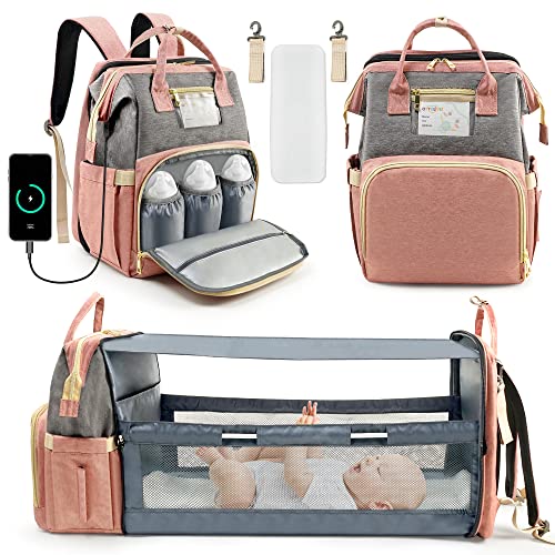 OTTOLIVES Diaper Backpack with Changing Station - Large Baby Bag for Travel & Walk