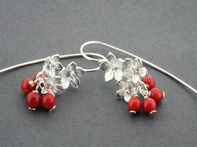 Red Coral Verbena Earrings for Women – Handmade Boho Dangle Jewelry – Perfect for Parties, Weddings & Everyday Wear