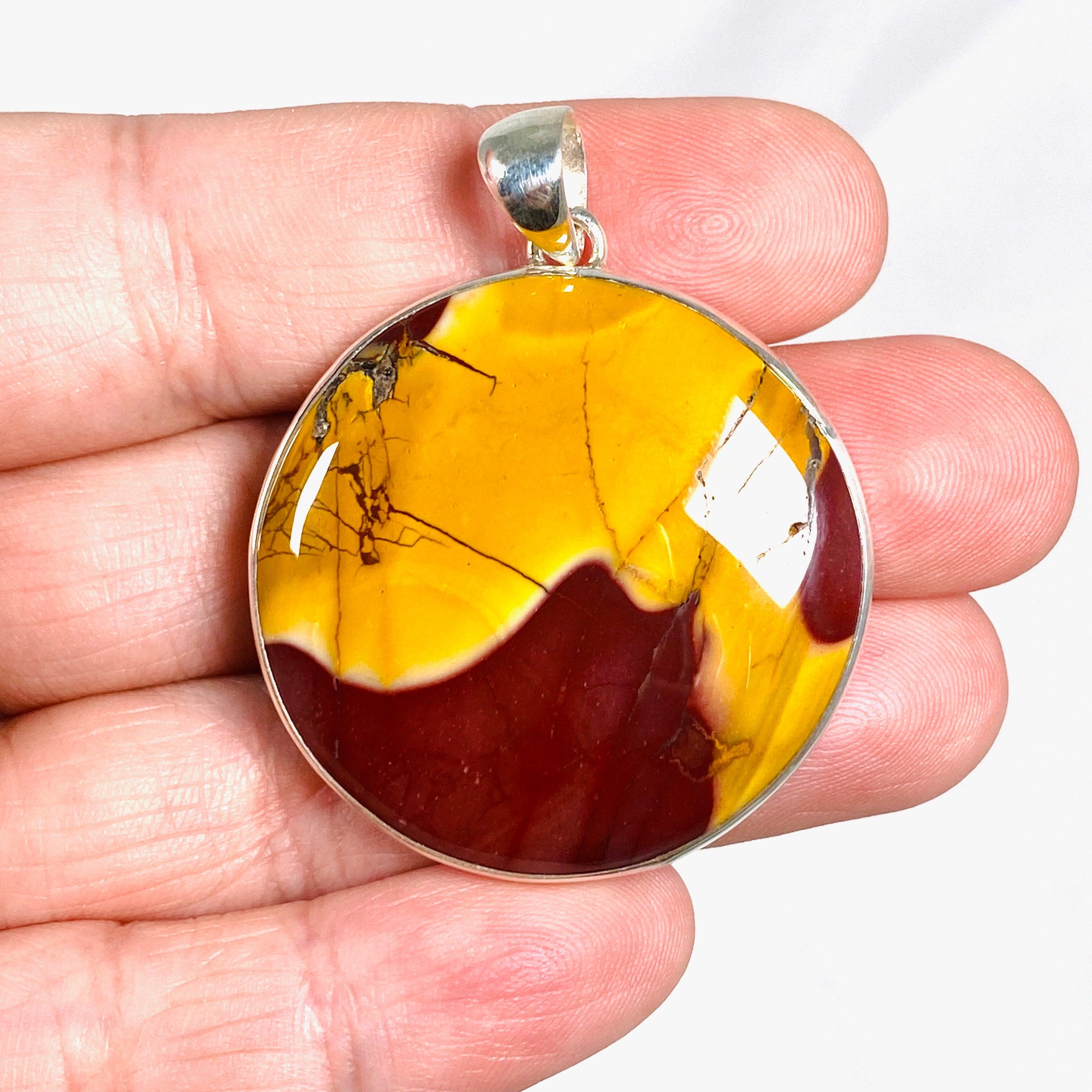Natural Mookaite Round Pendant Necklace KPGJ4146 - Handmade Gemstone Jewelry for Women, Healing Crystal Gift for Meditation & Spiritual Energy