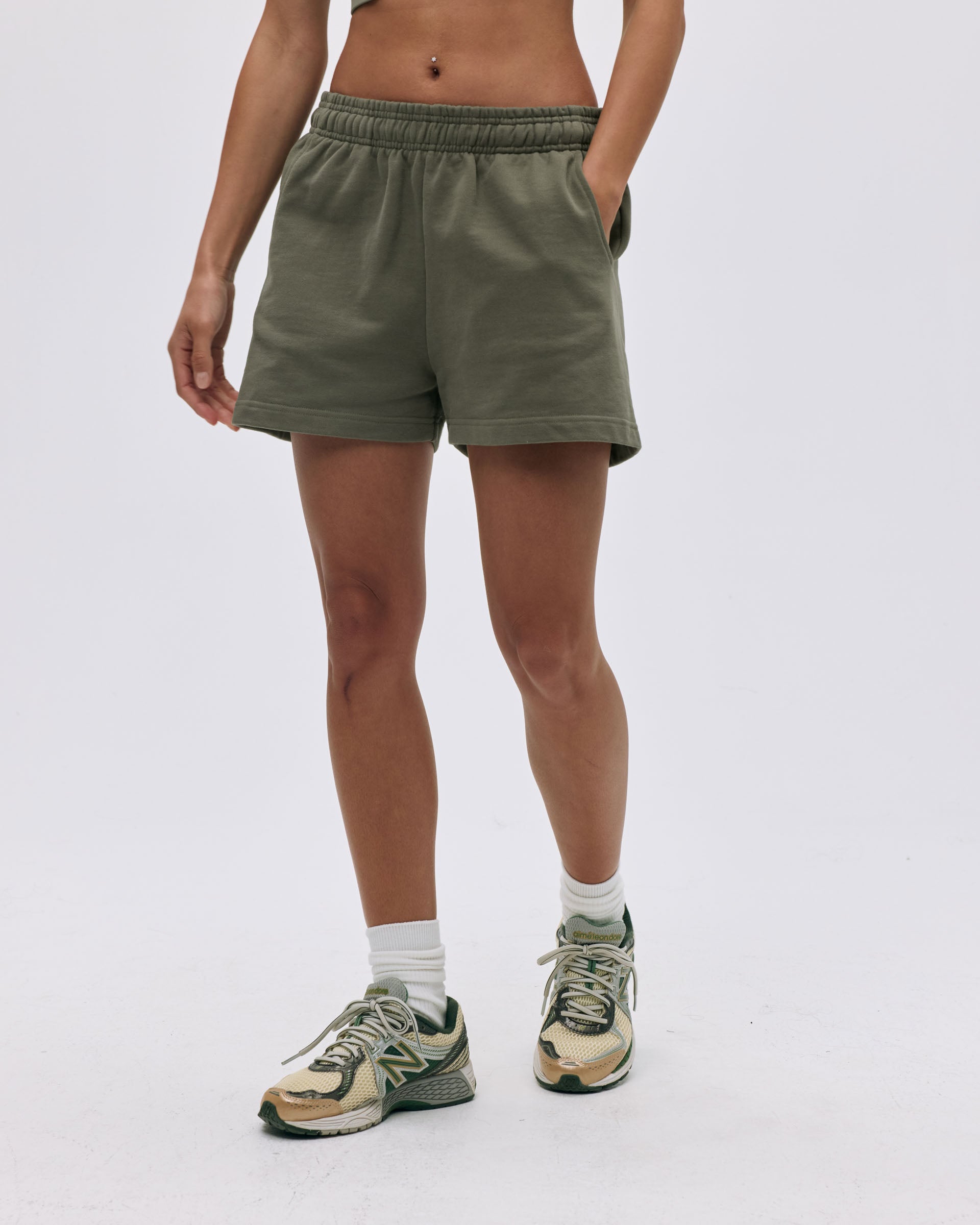Premium Branded Sweat Shorts for Men - Comfortable Olive Green Athletic Shorts | Gym, Running, Lounge & Casual Wear