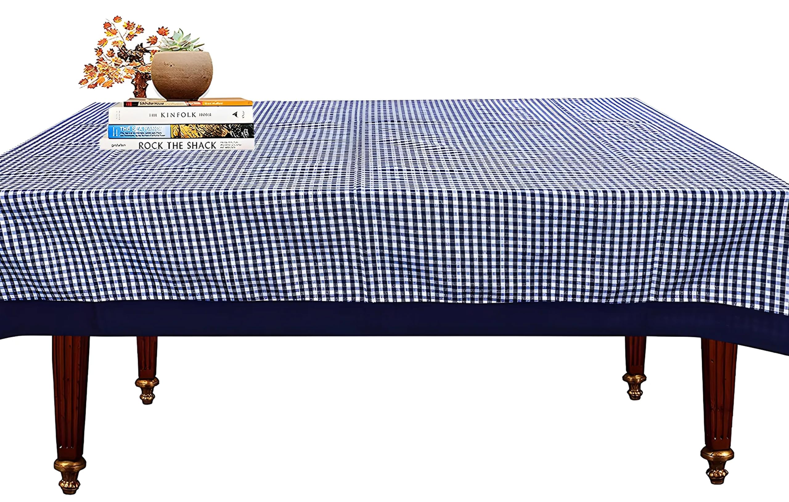 Kuber Industries Premium 100% Cotton 4-Seater Center Table Cover | Stylish Teapoy & Glass Table Cloth | Elegant Study & Dining Table Dastarkhwan | Perfect for Living Room, Office & Home Decor (Blue)