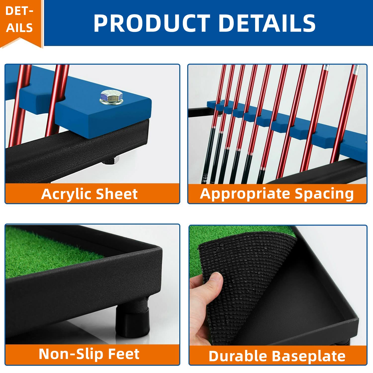 Premium Acrylic Golf Club Rack - 9 Hole Golf Putter Stand Holder with Non-Slip Metal Base | Scratch-Resistant Golf Club Organizer & Display Shelf | Perfect for Home, Office, or Pro Shop Storage