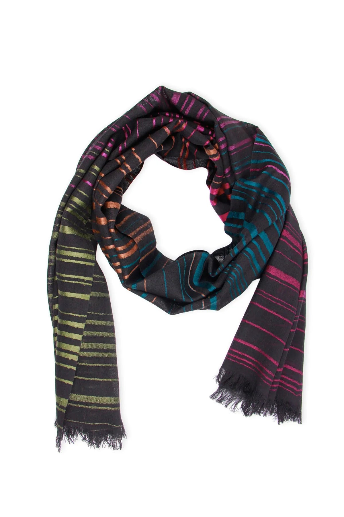 Stylish Black & Multicolored Striped Scarf for Women - Soft Winter Fashion Accessory - Perfect for Cold Weather, Outfits & Gift Giving