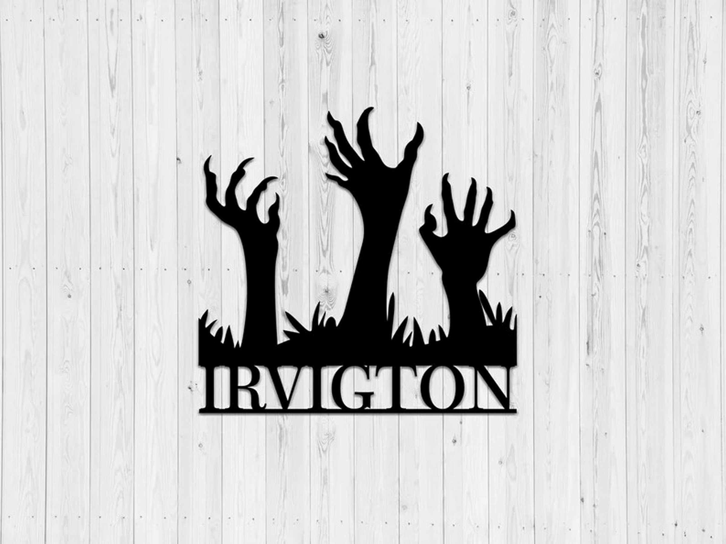 Custom Halloween Hands Metal Sign - Personalized Name Metal Wall Art - Spooky Home Decor for Halloween Party & Haunted House - Unique Wall Hanging Gift for Horror Fans