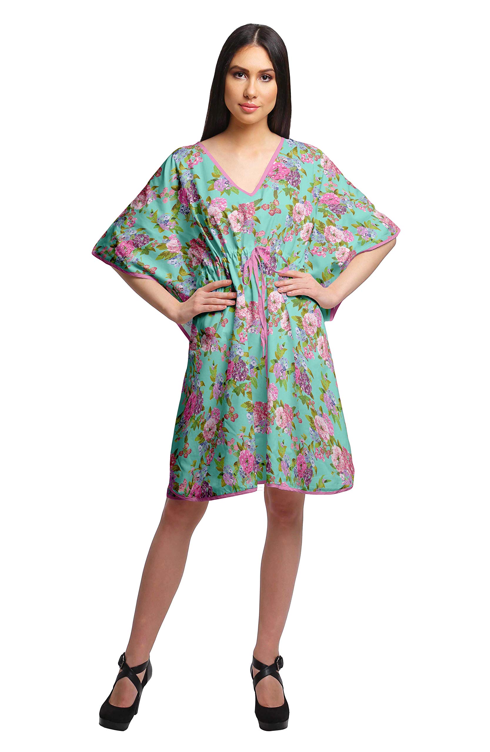 Women's Printed Beach Kaftan Dress - Flowy Bikini Cover Up & Swimwear Cover - Plus Size Summer Vacation Outfit for Pool, Beach, and Resort Wear
