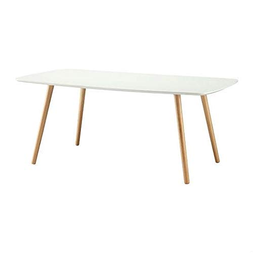 Mid-Century Modern White Coffee Table with Solid Wood Legs - Stylish & Durable Living Room Furniture for Small Spaces & Apartments
