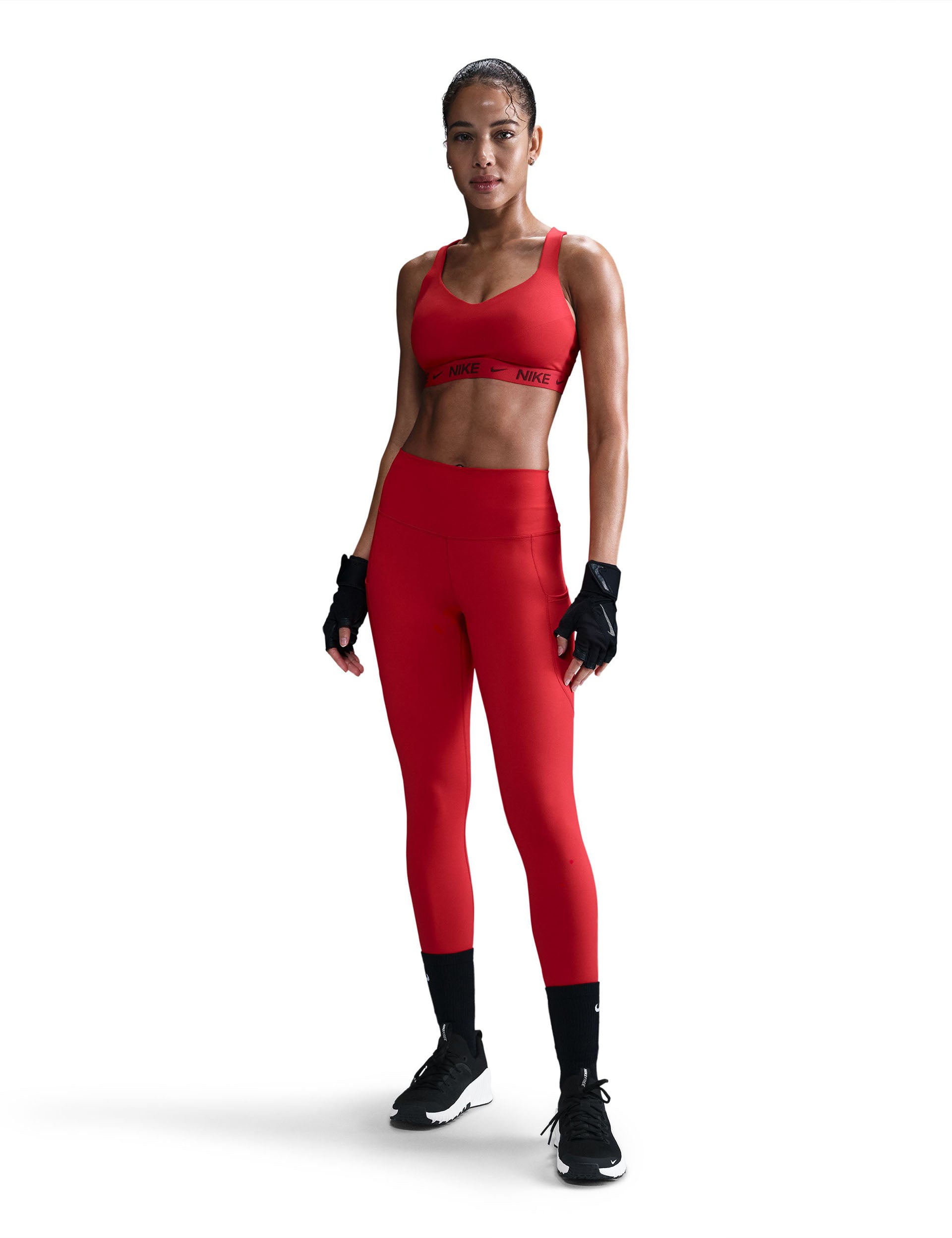 Indy High Support Sports Bra - University Red/Dark Team Red - Perfect for Running, Yoga & High-Intensity Workouts