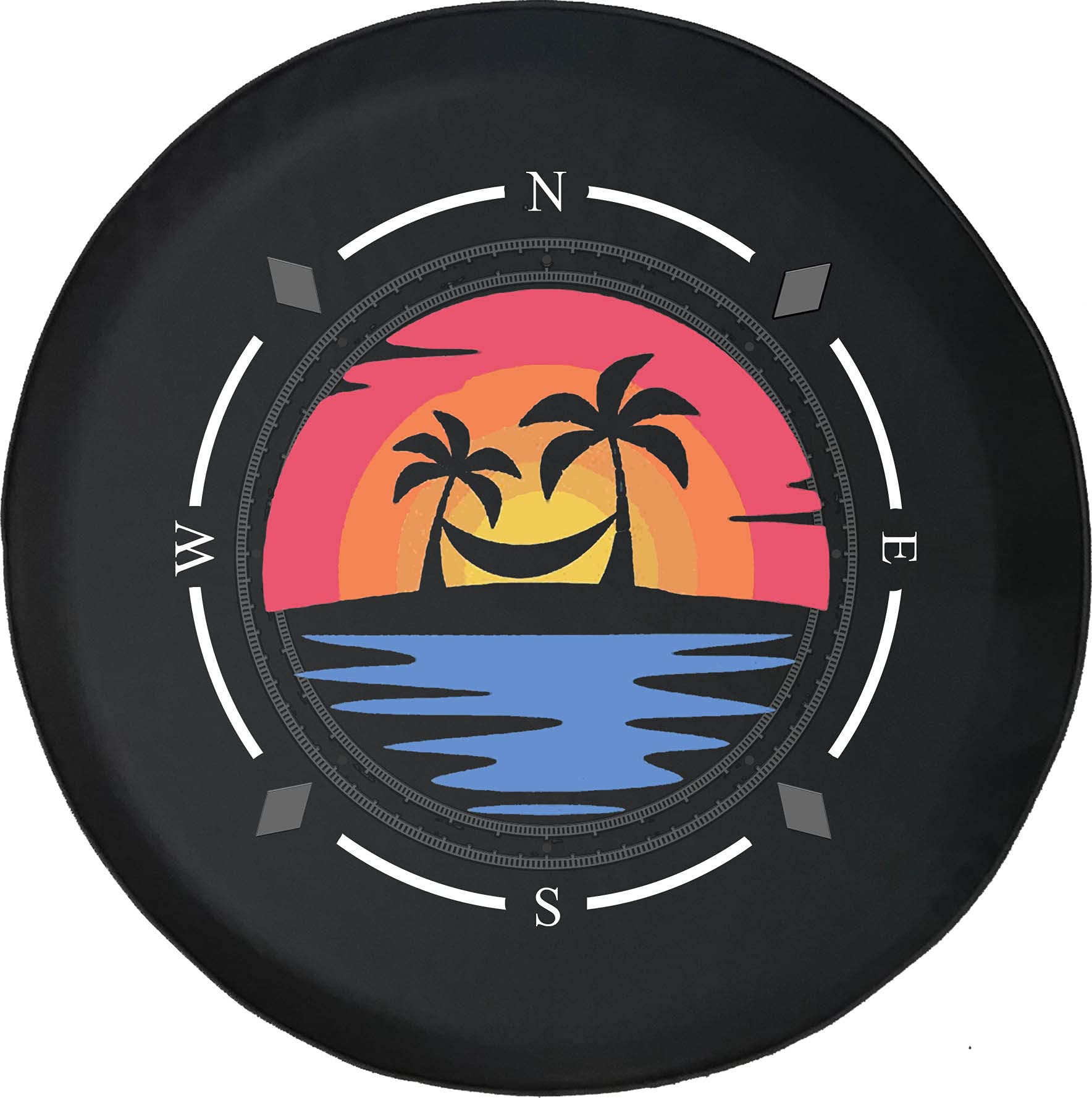 American Unlimited Spare Tire Cover with Compass Design - Durable Summer & Beach Wheel Cover for SUV, Trailer, RV Accessories - Fits Most Vehicles | Perfect for Road Trips, Camping & Outdoor Adventures