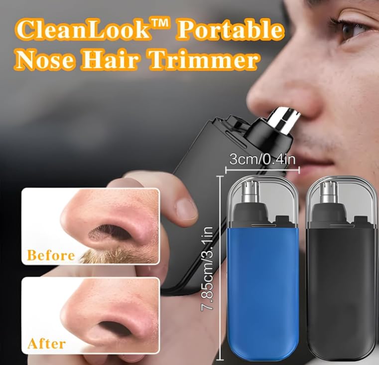 Portable Electric Nose Hair Trimmer for Men & Women - Rechargeable USB-C Ear & Nose Trimmer with Washable Head & Dust Protection Cap - Perfect for Travel, Gym & Personal Grooming (Black)