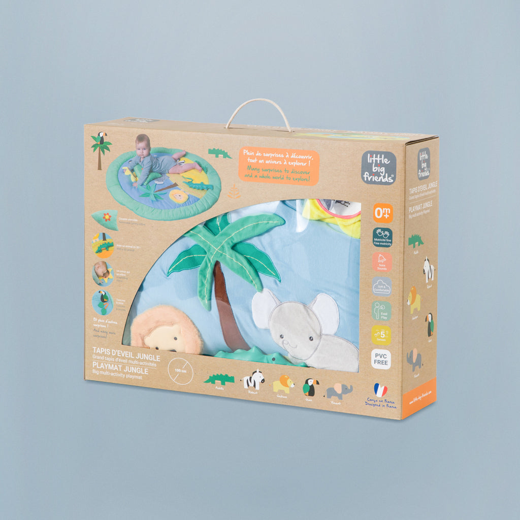 Little Big Friends Jungle Activity Playmat for Babies & Toddlers - Soft, Non-Toxic Play Mat for Crawling, Tummy Time & Learning - Perfect for Nursery, Daycare & Home Play Areas
