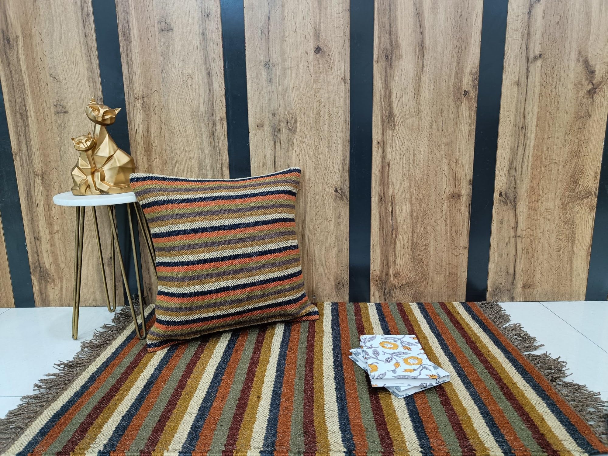 Trade Star Exports Set of 5 Handwoven Indian Kilim Pillow Covers 18x18 - Bohemian Jute Throw Cushion Cases for Sofa, Bed & Home Decor | Boho Chic Living Room, Bedroom & Outdoor Pillow Covers