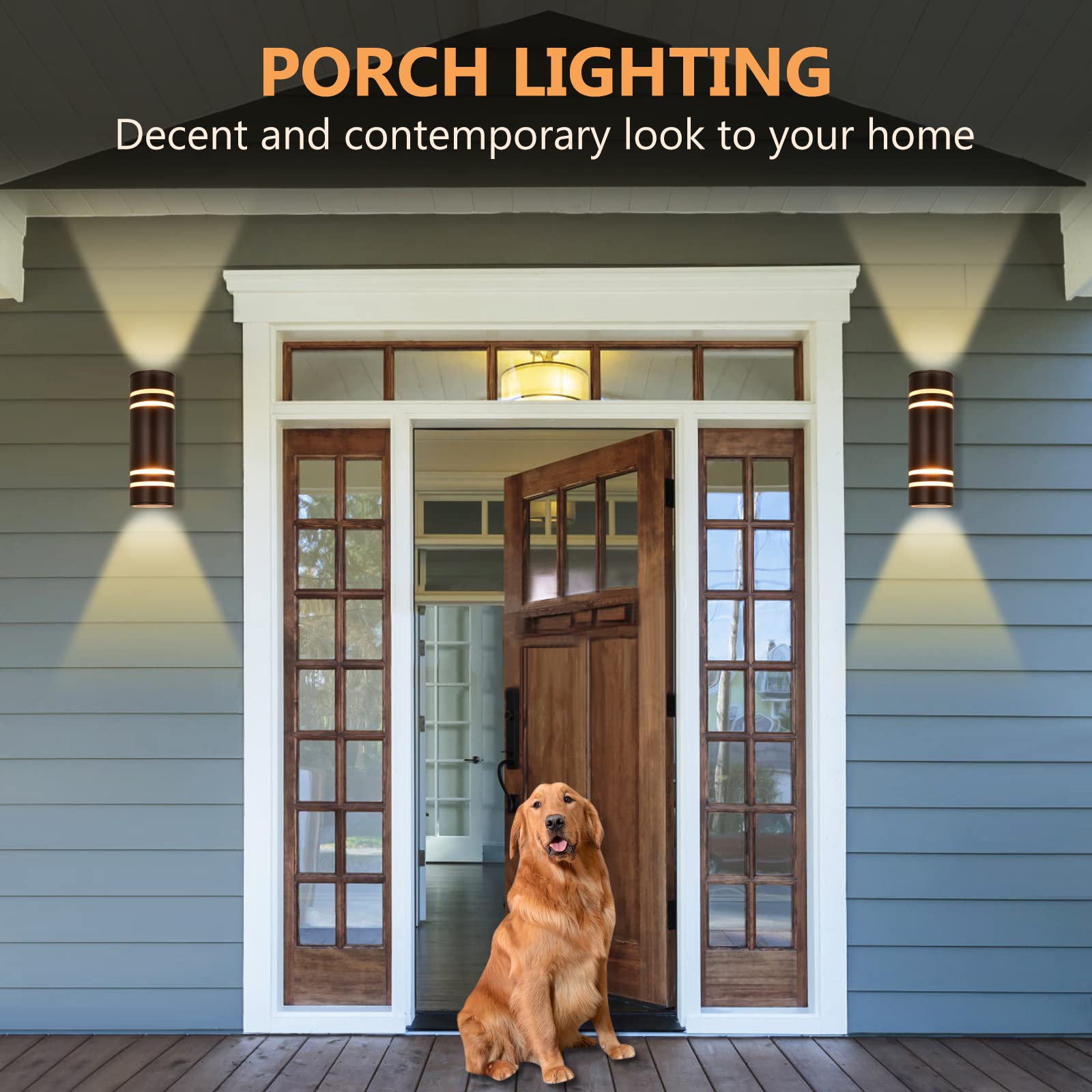 Outdoor Wall Lights Waterproof IP65 - Up Down Porch Lighting Fixture in Oil Rubbed Bronze - Aluminum Exterior Light for Garage, Patio, Deck & House Entrance - Perfect for Outdoor Security and Landscape Illumination